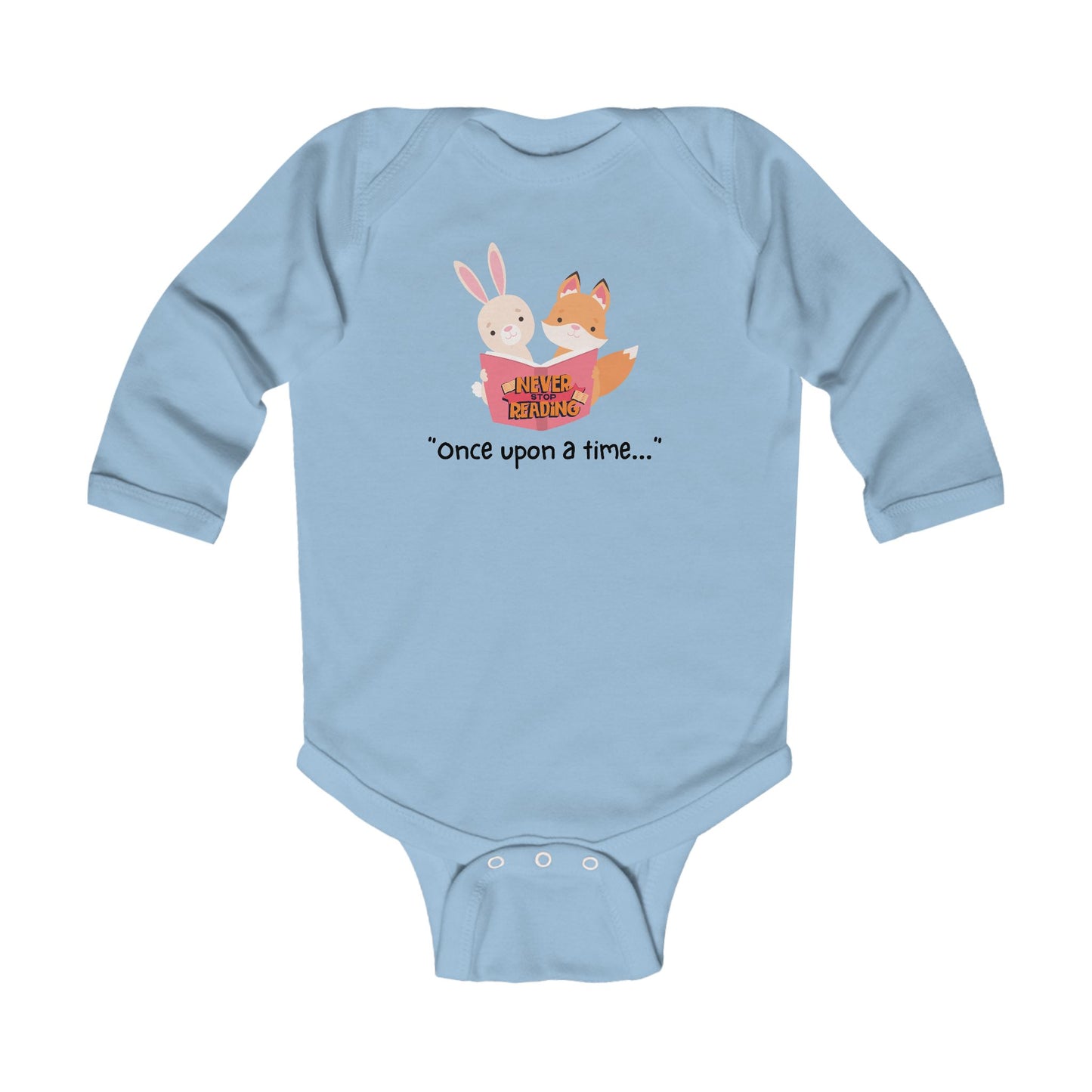 Infant Bodysuit - "Once Upon a Time" Storybook Fox & Bunny Long Sleeve Baby Onesie