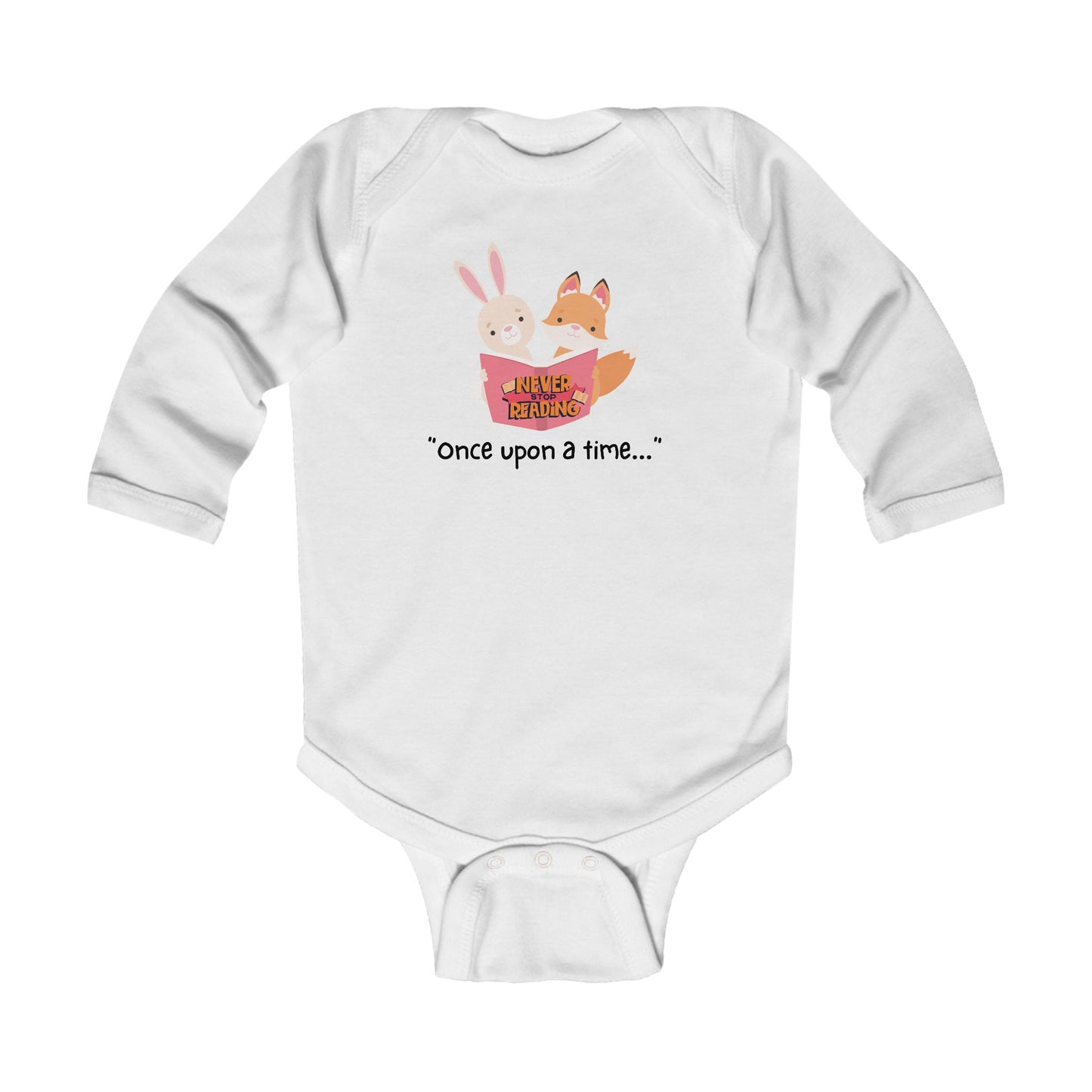 Infant Bodysuit - "Once Upon a Time" Storybook Fox & Bunny Long Sleeve Baby Onesie