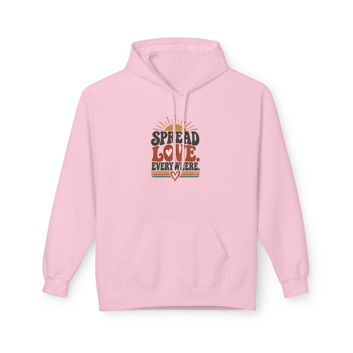Adult Unisex Spread Love Everywhere Hoodie — Retro Sun Heart Graphic