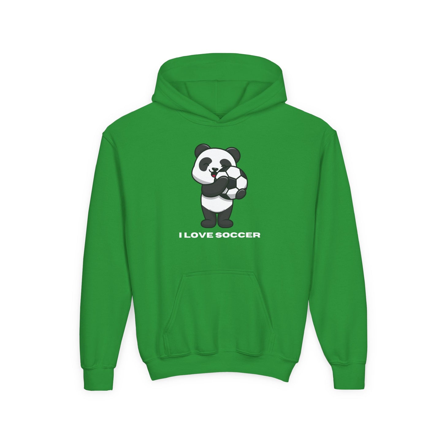 Kids Panda Soccer Hoodie – "I Love Soccer" Youth Hooded Sweatshirt