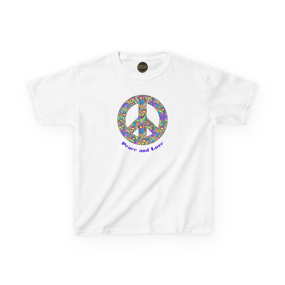 Kids/Youth Unisex Peace Sign T‑Shirt — Flowered 'Peace and Love' Graphic
