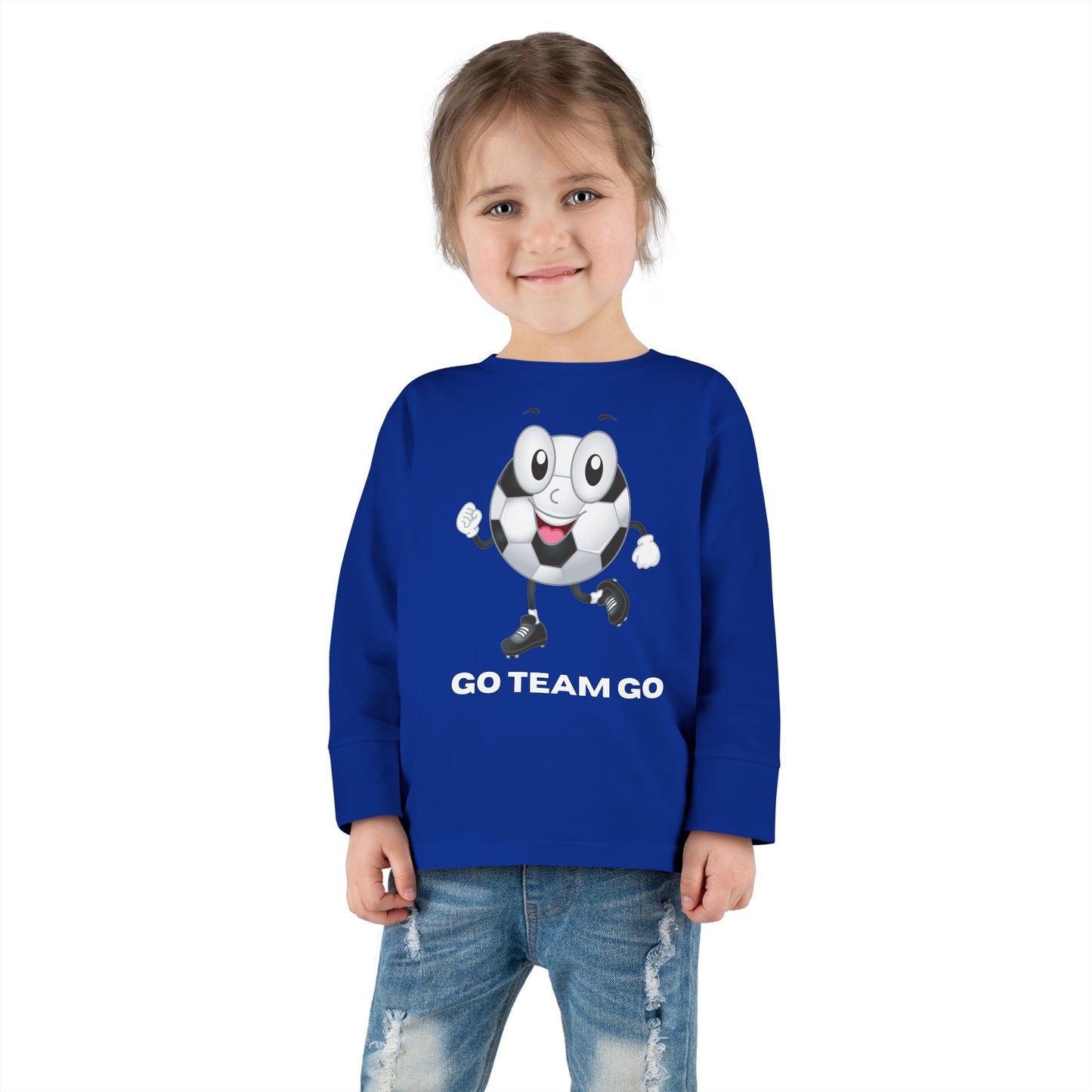Toddler Long Sleeve Tee — 'Go Team Go' Cute Soccer Ball Kids Shirt