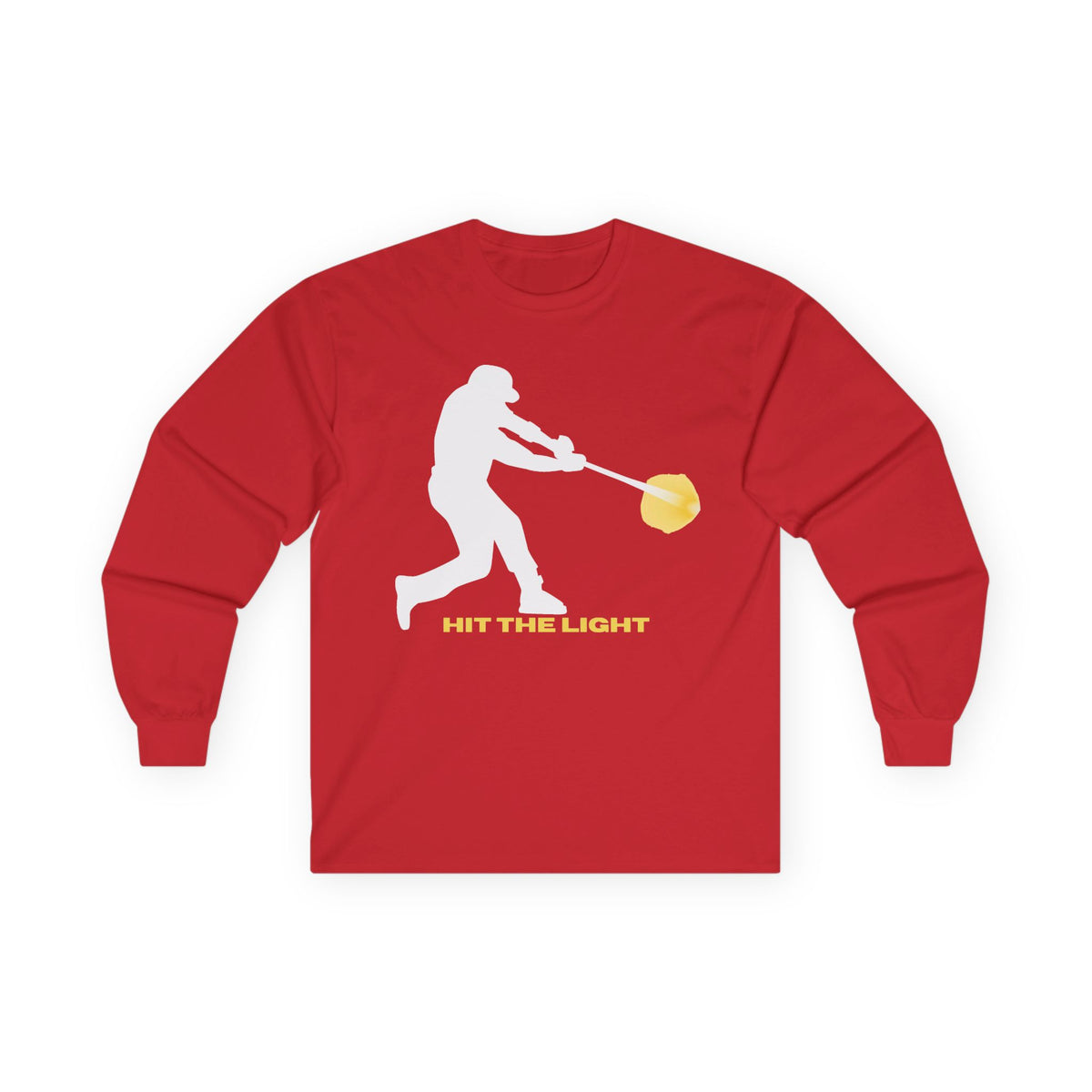 Adult Unisex Male Baseball Batter Silhouette Long Sleeve Tee — 'Hit the Light'