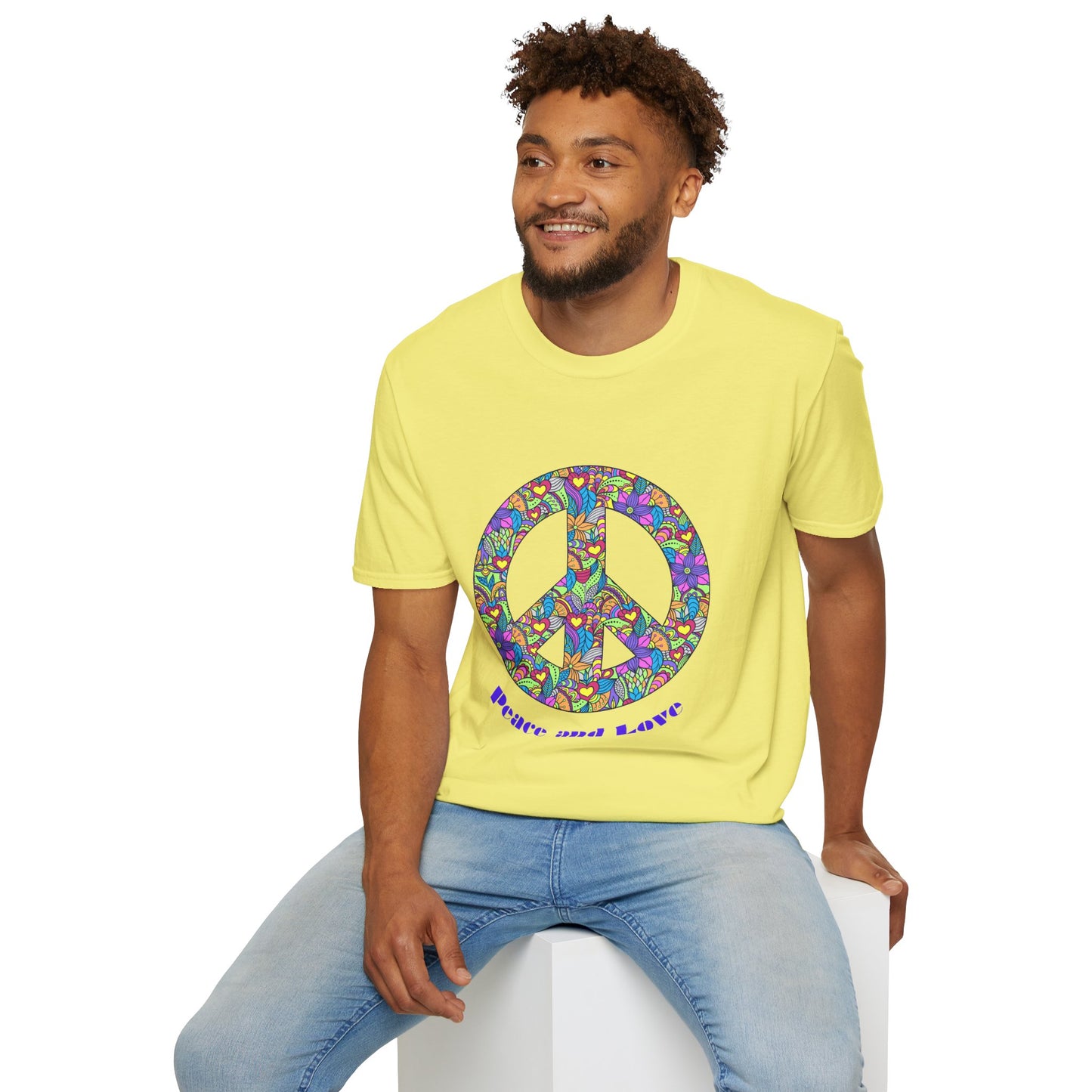 Peace Sign T-Shirt Adult Unisex— Colorful Floral 'Peace and Love' Graphic Tee