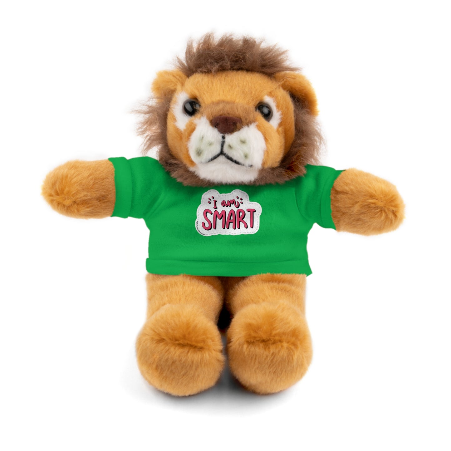 Stuffed bear wearing a green T-shirt with 'I am Smart' message, part of Cool Stuff Stuffies collection featuring educational plush toys for kids.