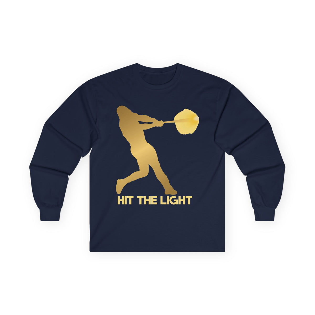 Adult Unisex Male Baseball Batter Silhouette Long Sleeve Tee — 'Hit the Light'