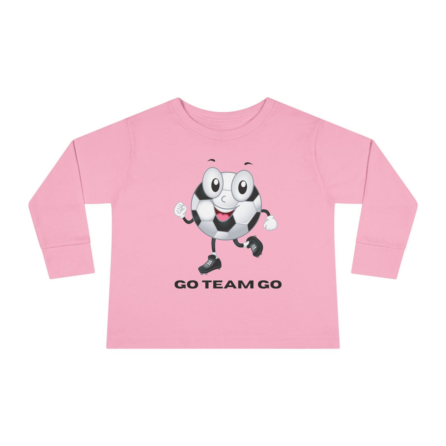 Toddler Long Sleeve Tee — 'Go Team Go' Cute Soccer Ball Kids Shirt