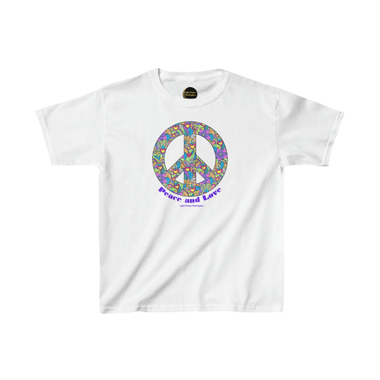 Light Passers Marketplace Flower Peace Sign Youth Cotton T-shirt Simple Messages, Mental Health