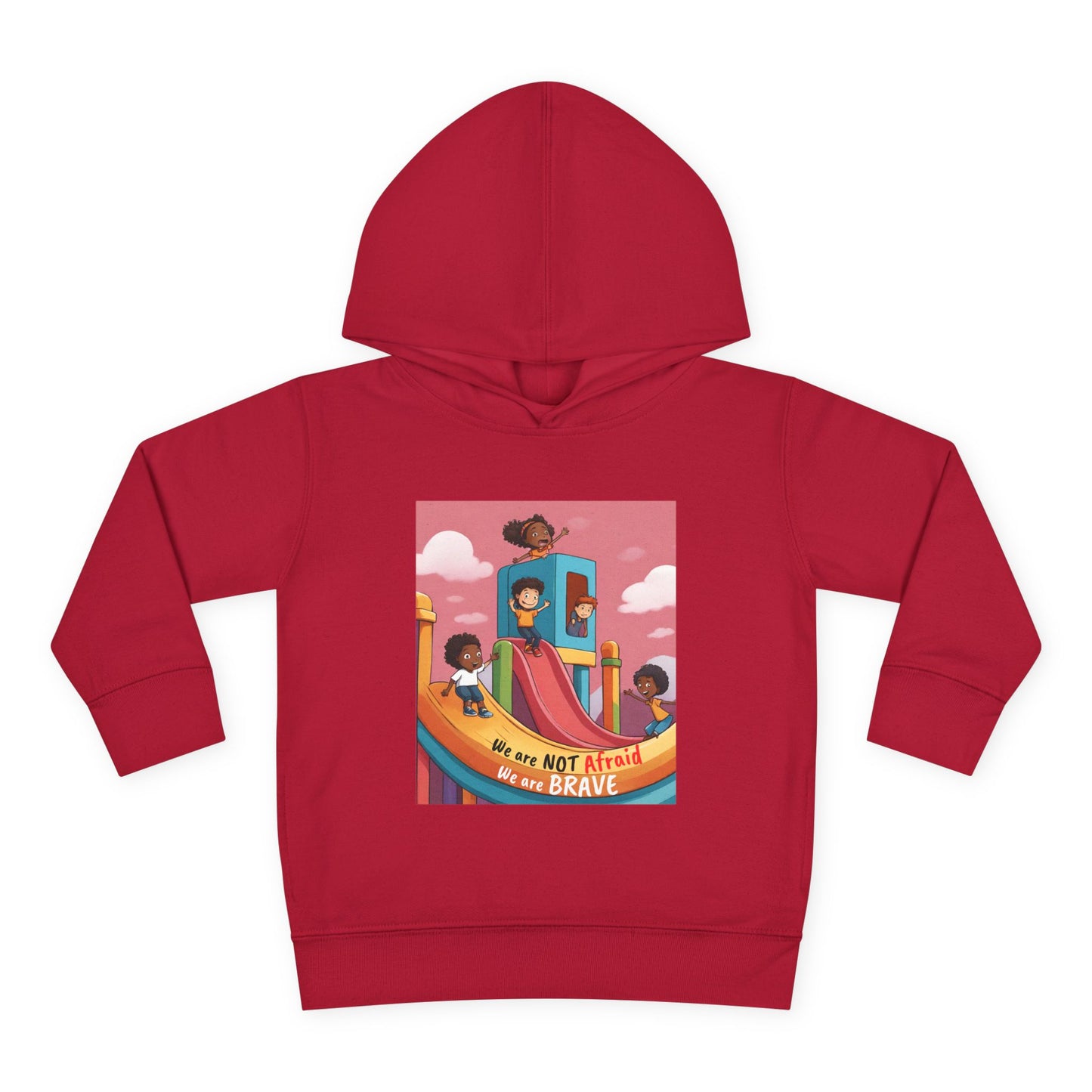 Toddler Hoodie — "We Are Not Afraid, We Are Brave" Rainbow Playground Design