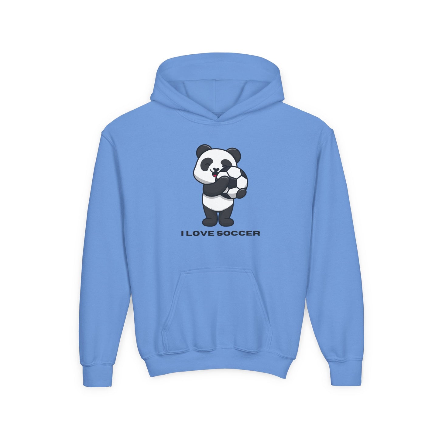 Kids Panda Soccer Hoodie – "I Love Soccer" Youth Hooded Sweatshirt