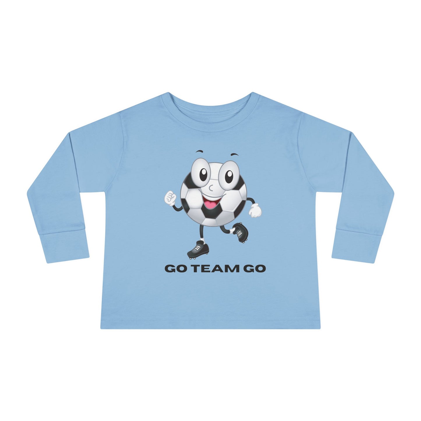 Toddler Long Sleeve Tee — 'Go Team Go' Cute Soccer Ball Kids Shirt