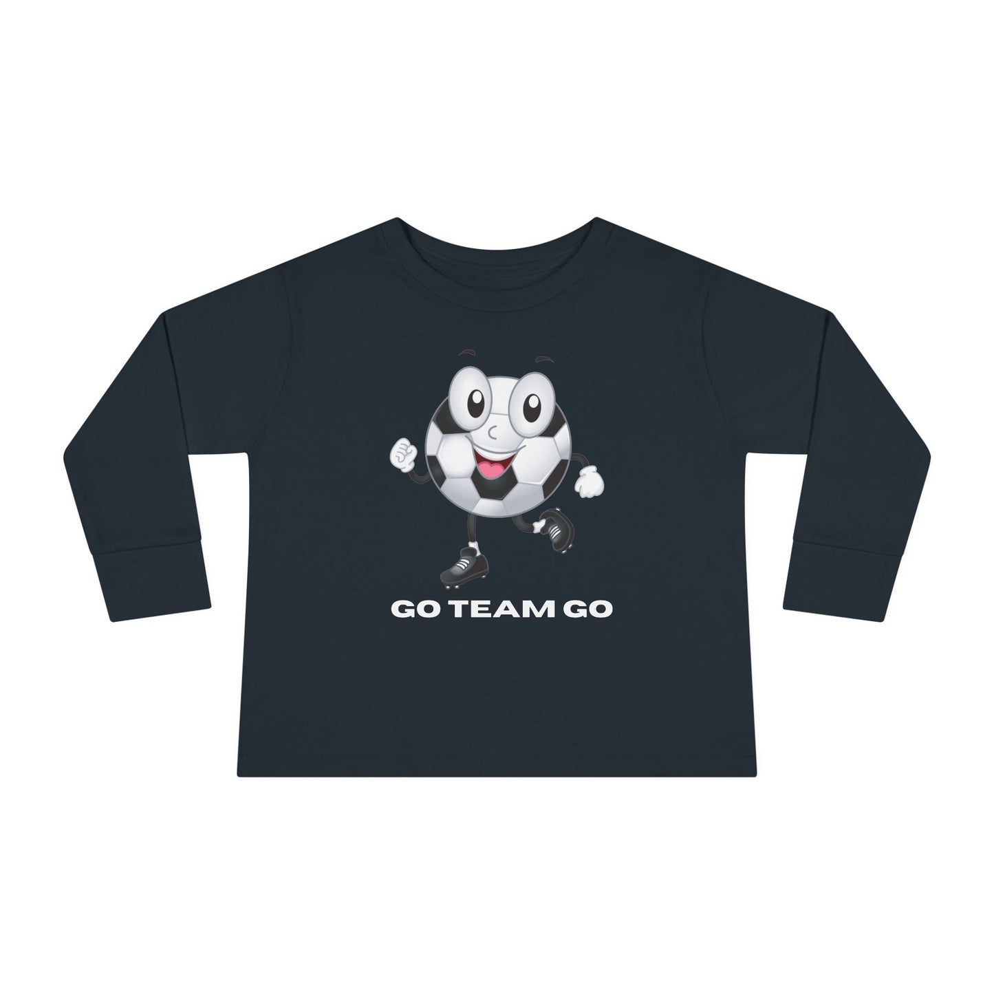 Toddler Long Sleeve Tee — 'Go Team Go' Cute Soccer Ball Kids Shirt