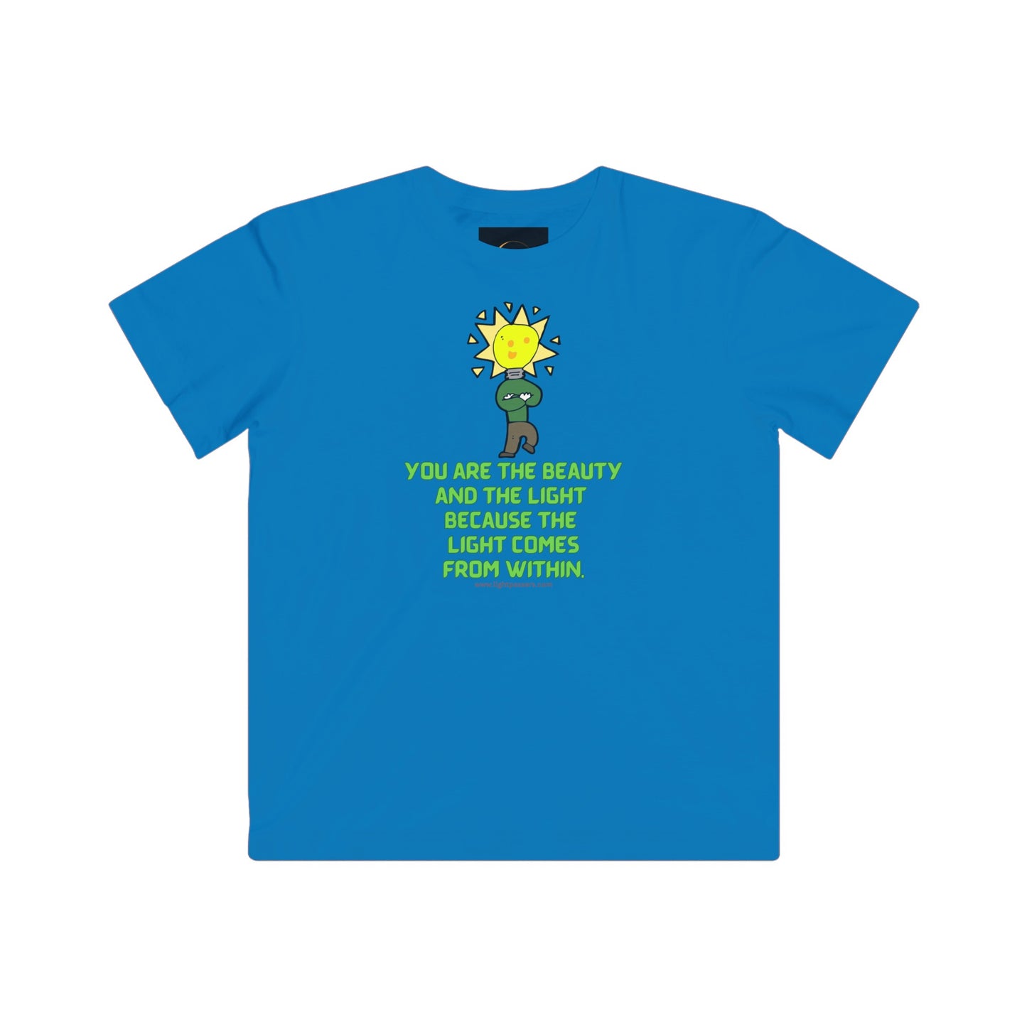 Youth t-shirt featuring You are the Beauty and the Light design. Soft jersey fabric, high-quality print. 100% combed ringspun cotton, light fabric, tear away label, regular fit, true to size.