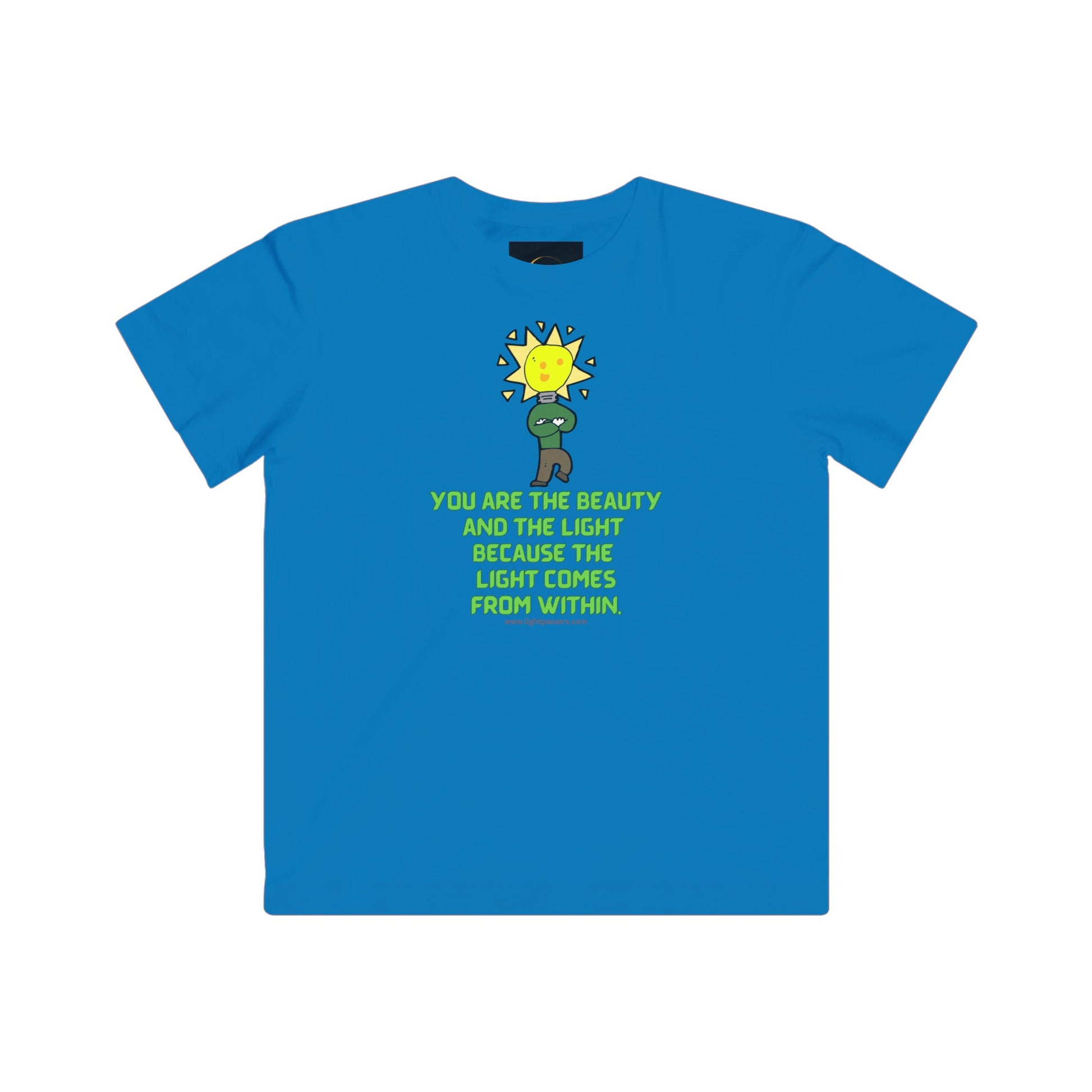 Youth t-shirt featuring You are the Beauty and the Light design. Soft jersey fabric, high-quality print. 100% combed ringspun cotton, light fabric, tear away label, regular fit, true to size.