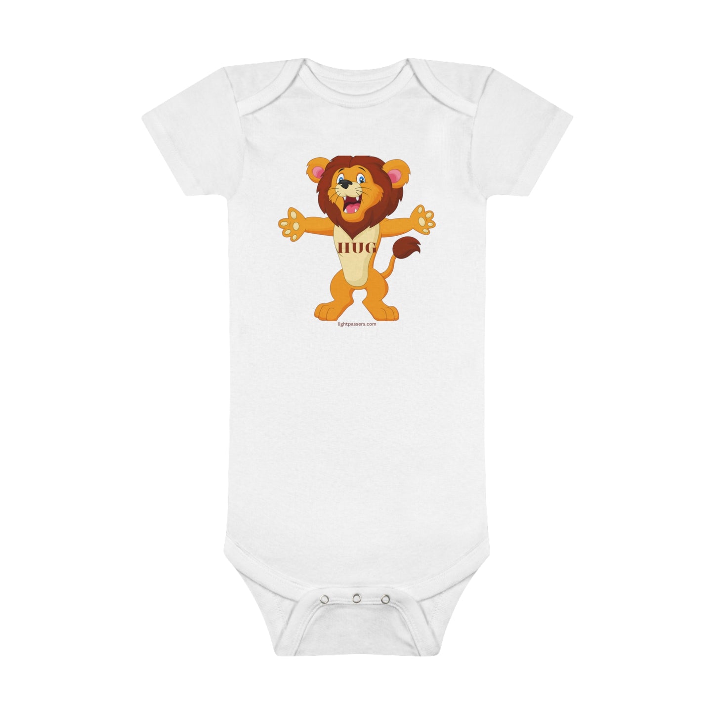 Light Passers Marketplace Lion Hug Baby Short Sleeve Onesie® T-shirts, Simple Messages, Mental Health
