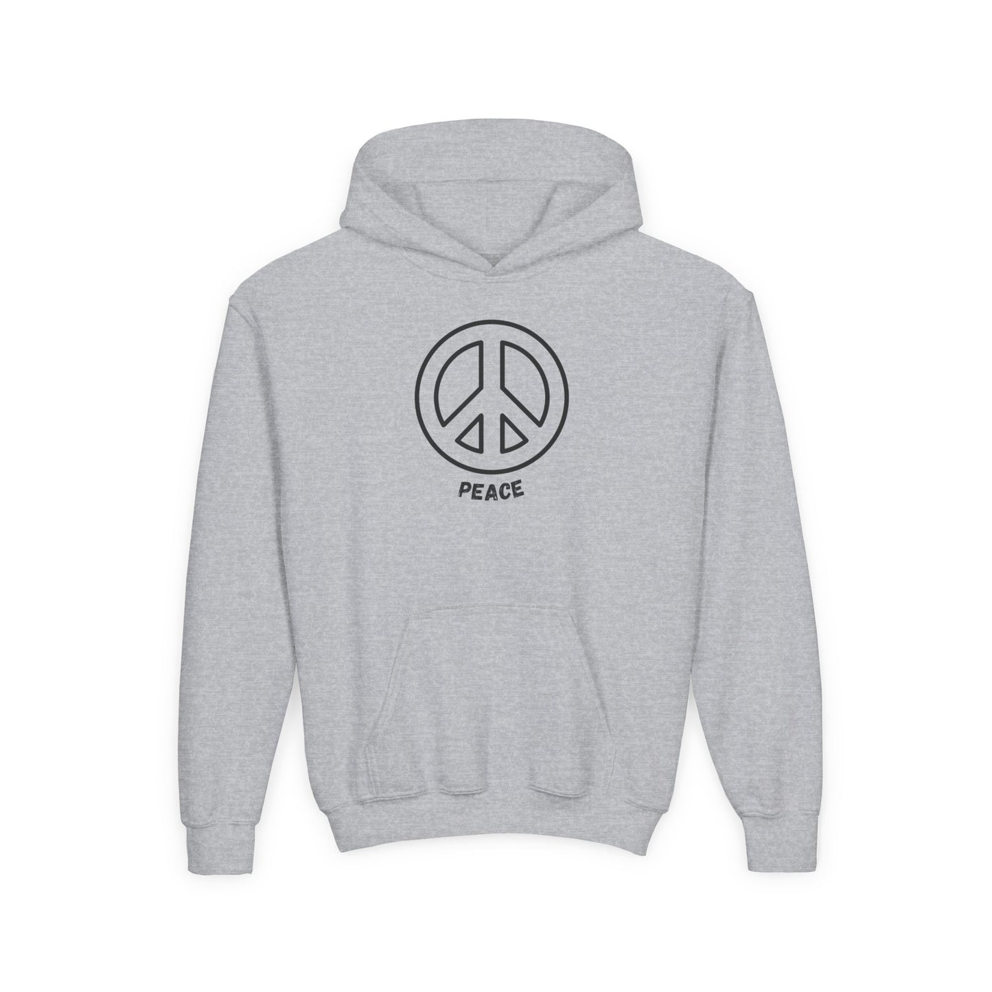Youth Hooded Sweatshirt - Black Peace Sign