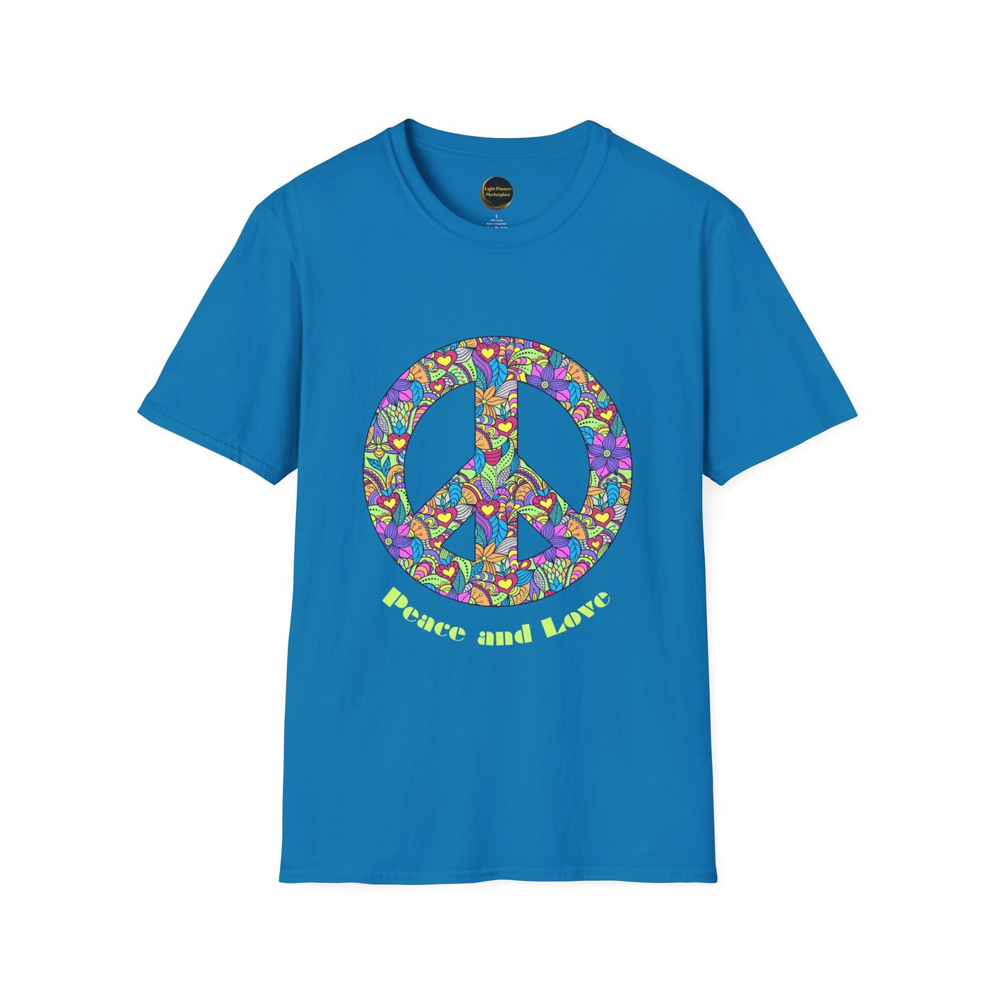 Peace Sign T-Shirt Adult Unisex— Colorful Floral 'Peace and Love' Graphic Tee