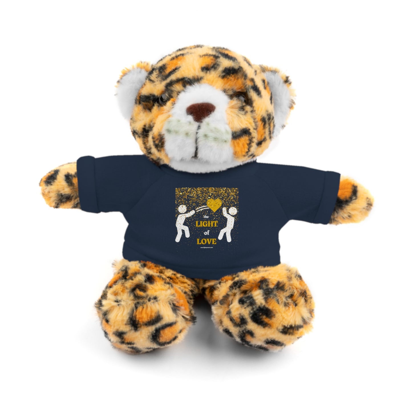 Toss the Light of Love Gold Heart 6 animals 8 Tall Cool Stuff Stuffies, a plush toy tiger wearing a customizable tee with a playful logo.