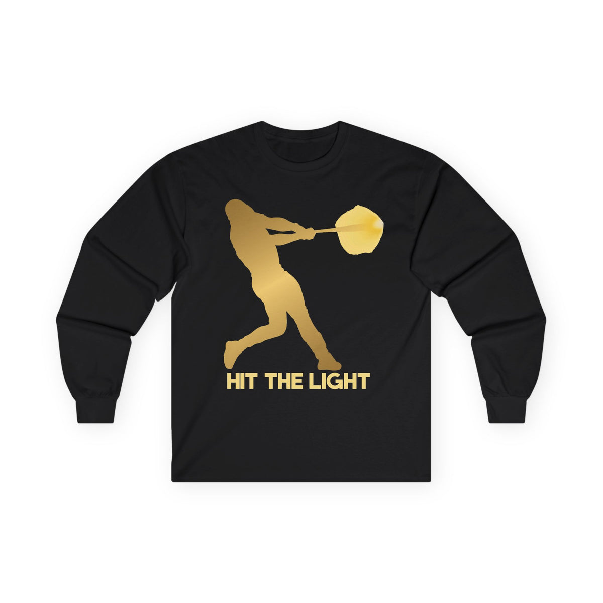 Adult Unisex Male Baseball Batter Silhouette Long Sleeve Tee — 'Hit the Light'