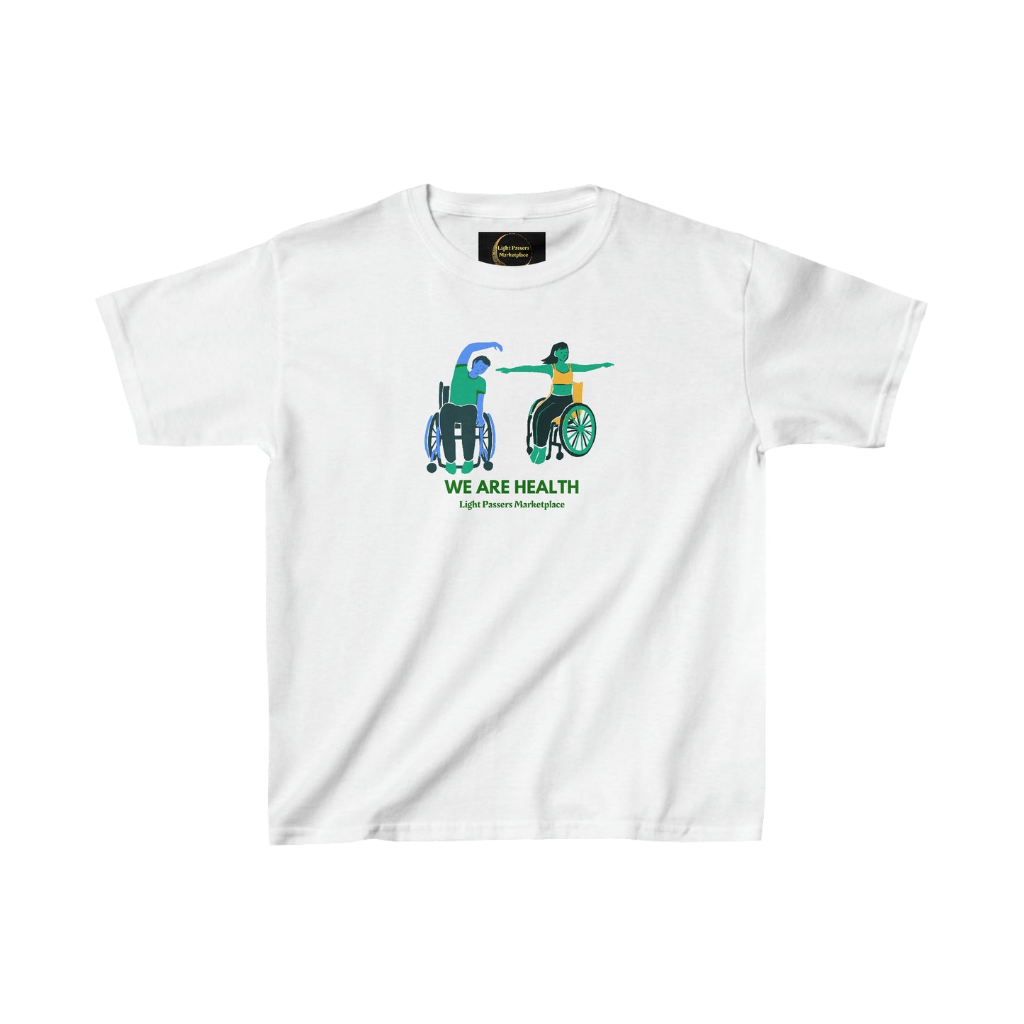 Light Passers Marketplace Wheelchair Yoga Youth Cotton™ T-shirt Fitness, Diversity, Mental Health