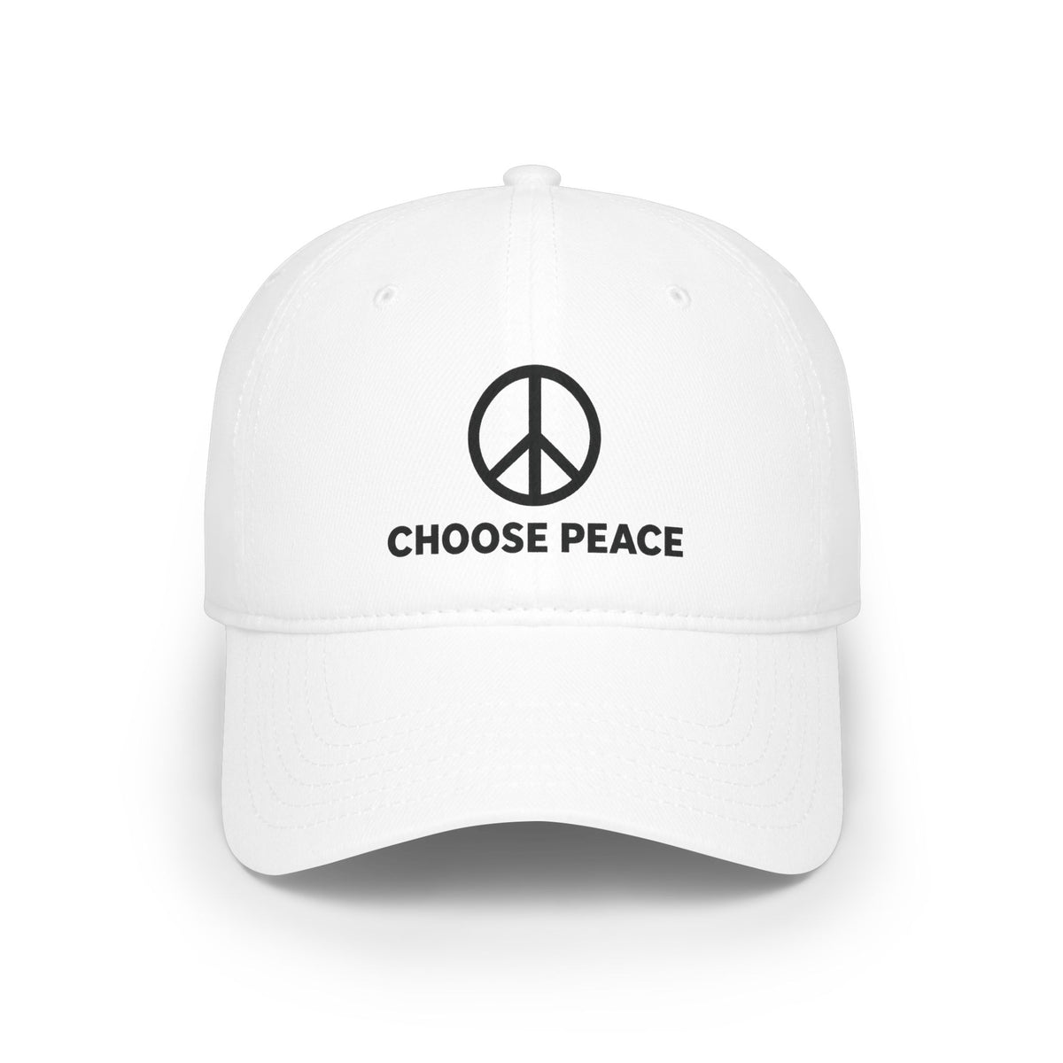 Adult Unisex Choose Peace Baseball Cap — Red Low-Profile Peace Sign Hat