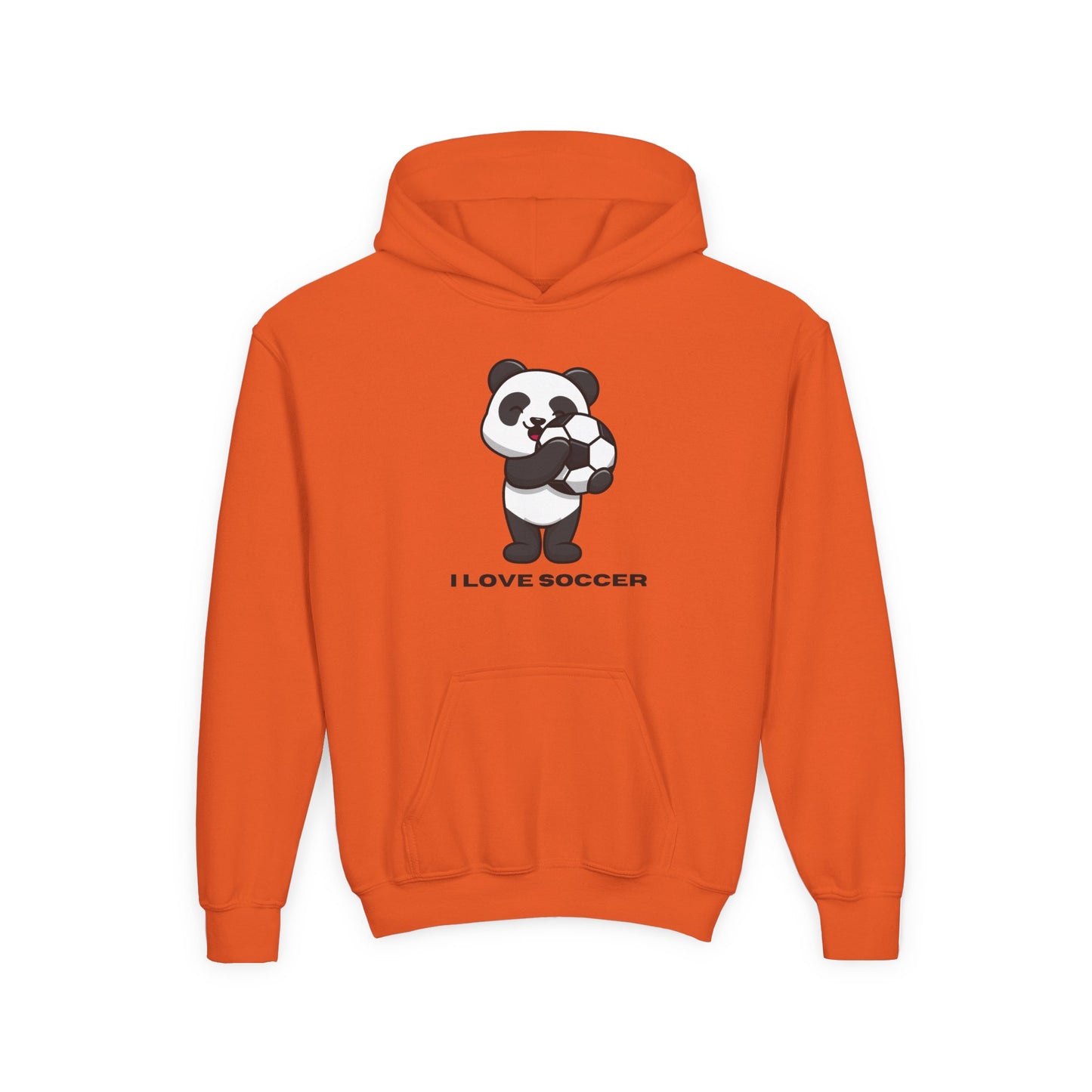 Kids Panda Soccer Hoodie – "I Love Soccer" Youth Hooded Sweatshirt