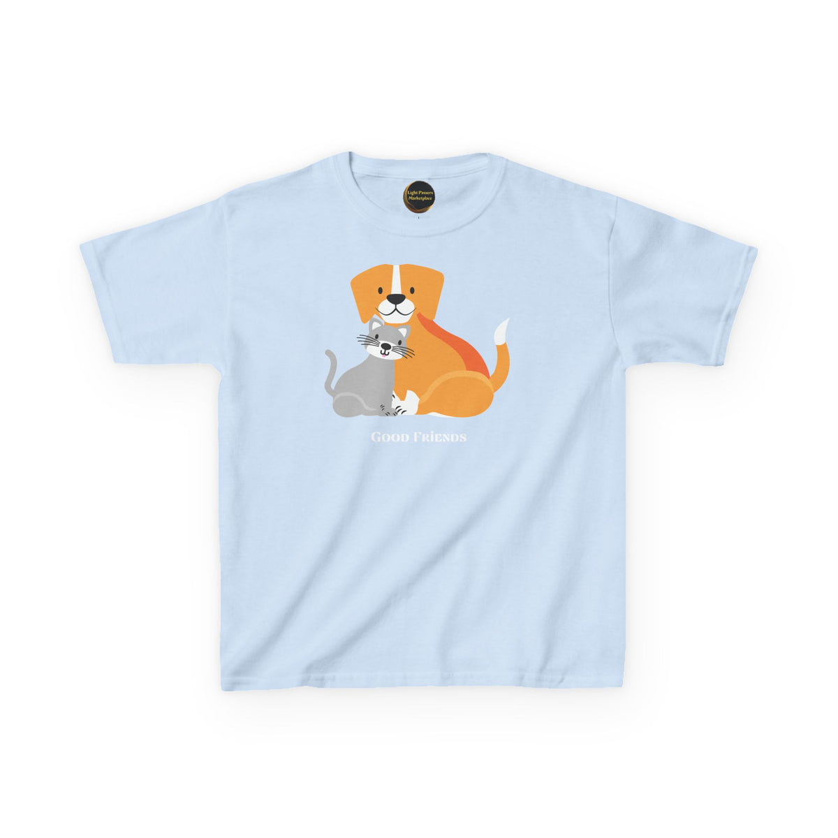 Kids T‑Shirt — "Good Friends" Dog & Cat Cute Graphic Tee for Children
