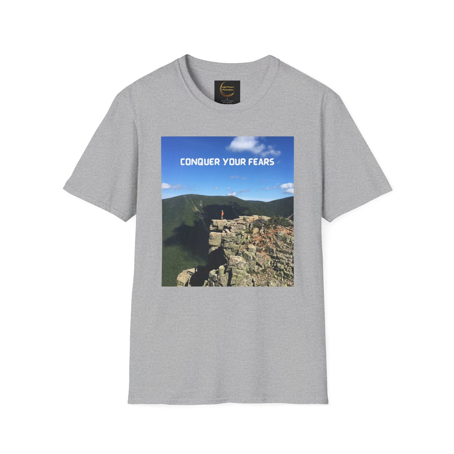 Adult Unisex T-Shirt — "Conquer Your Fears" Scenic Motivational Tee