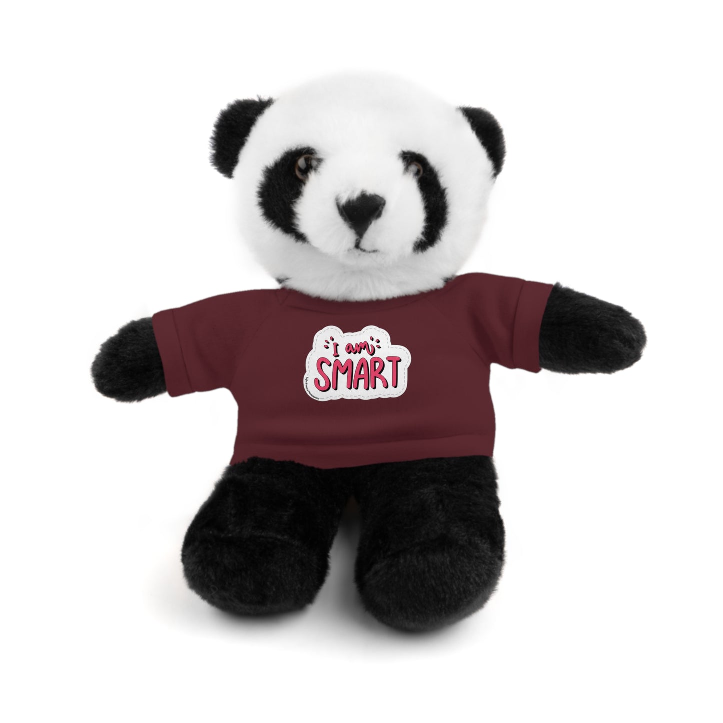 Stuffed panda bear wearing a removable 'I am Smart' T-shirt, part of the Cool Stuff Stuffies collection, perfect for educational play and gifting.