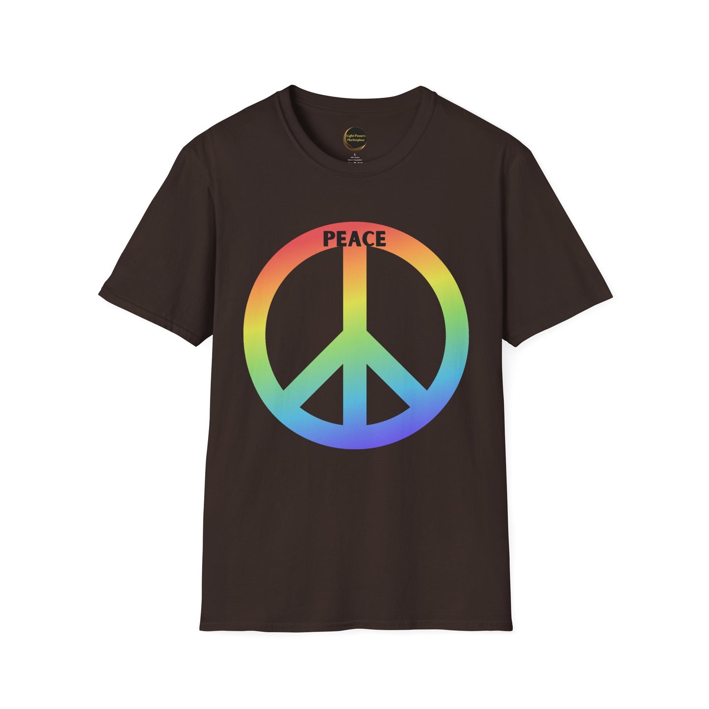 Adult Unisex Peace Rainbow T-Shirt — Retro Peace Sign Graphic Tee