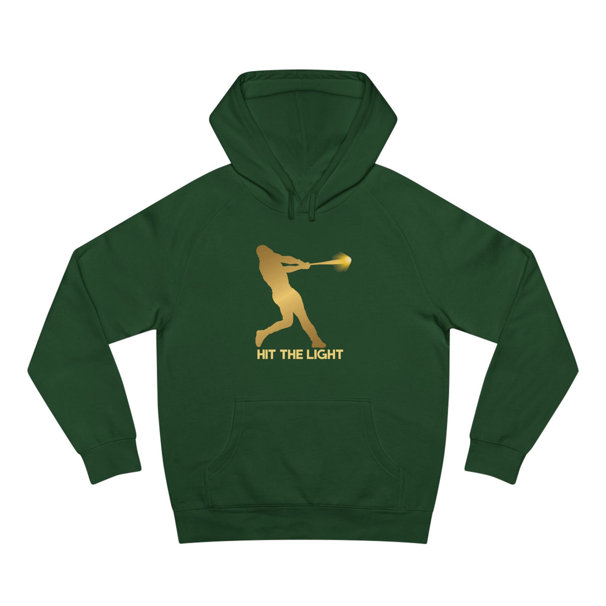 Adult Unisex Baseball Hoodie — 'Hit the Light' Male Batter Silhouette Pullover
