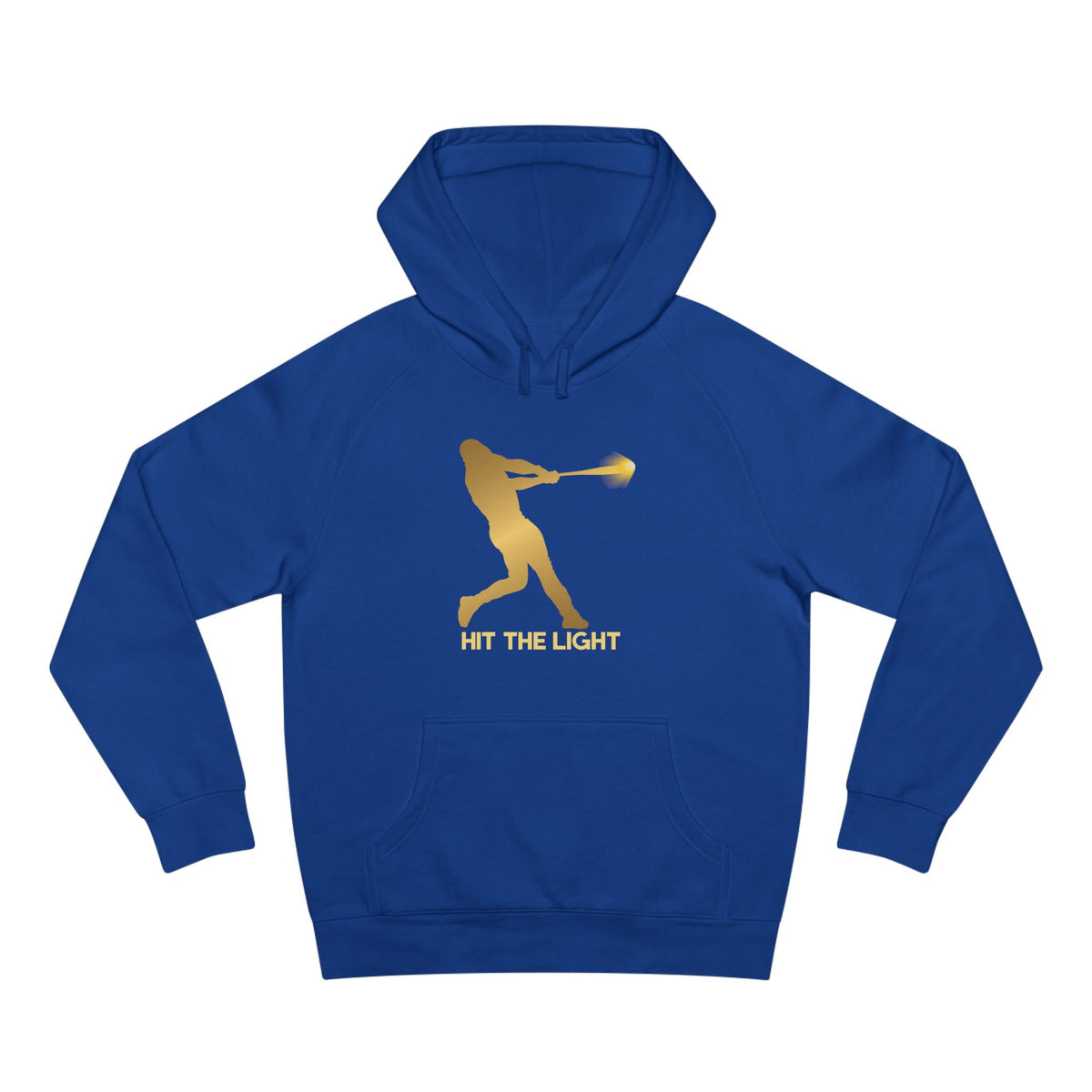 Adult Unisex Baseball Hoodie — 'Hit the Light' Male Batter Silhouette Pullover