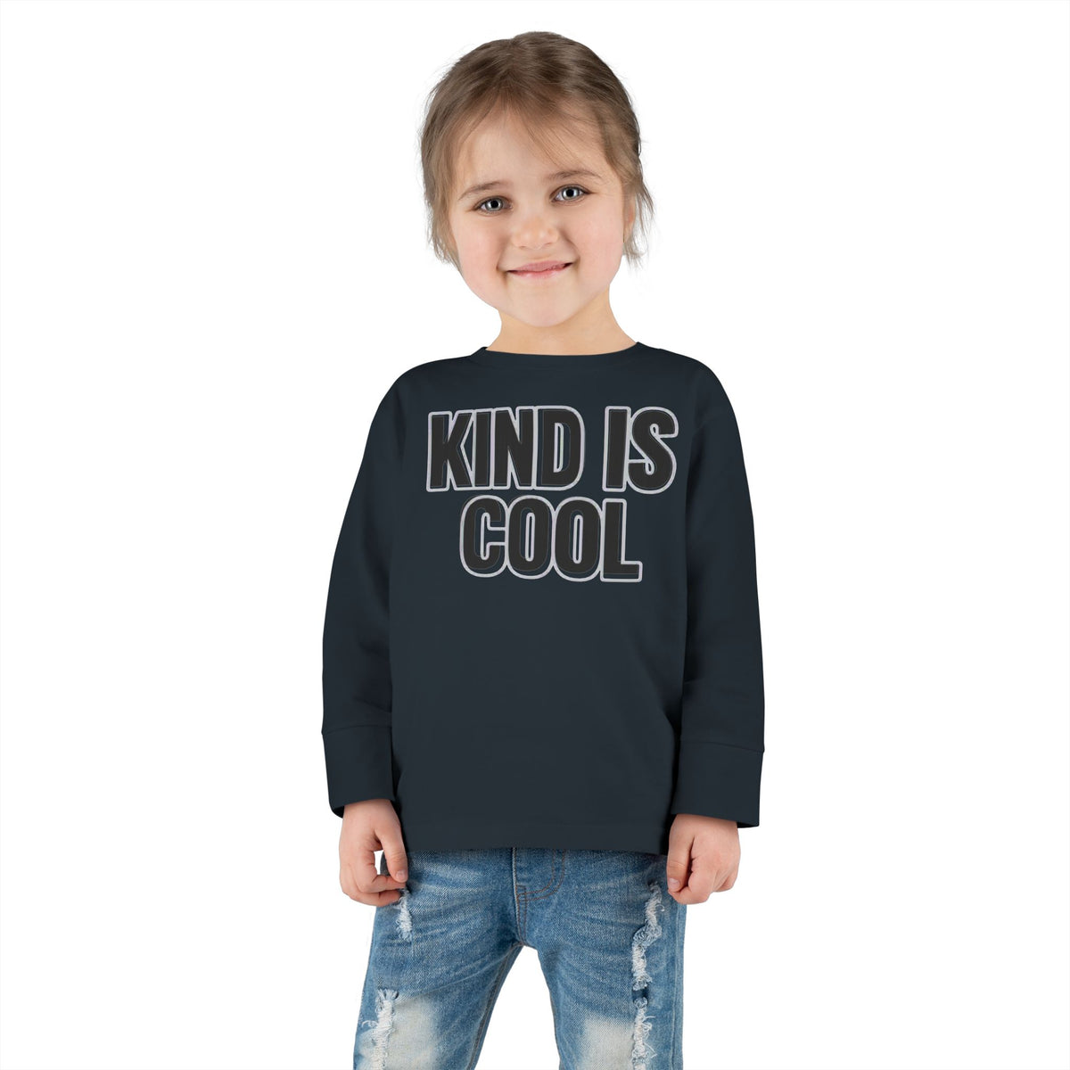 Kind Is Cool Toddler Long Sleeve Tee — Positive Kids Graphic Shirt