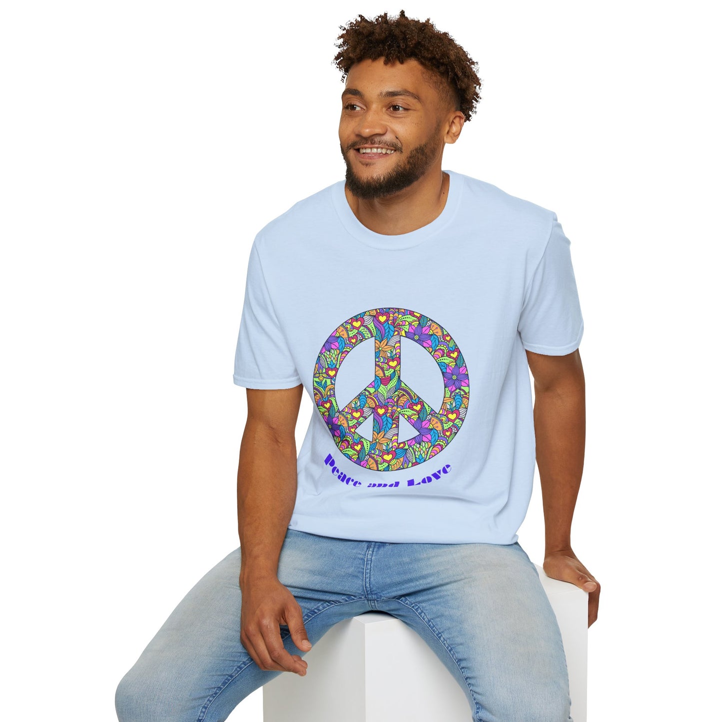 Peace Sign T-Shirt Adult Unisex— Colorful Floral 'Peace and Love' Graphic Tee