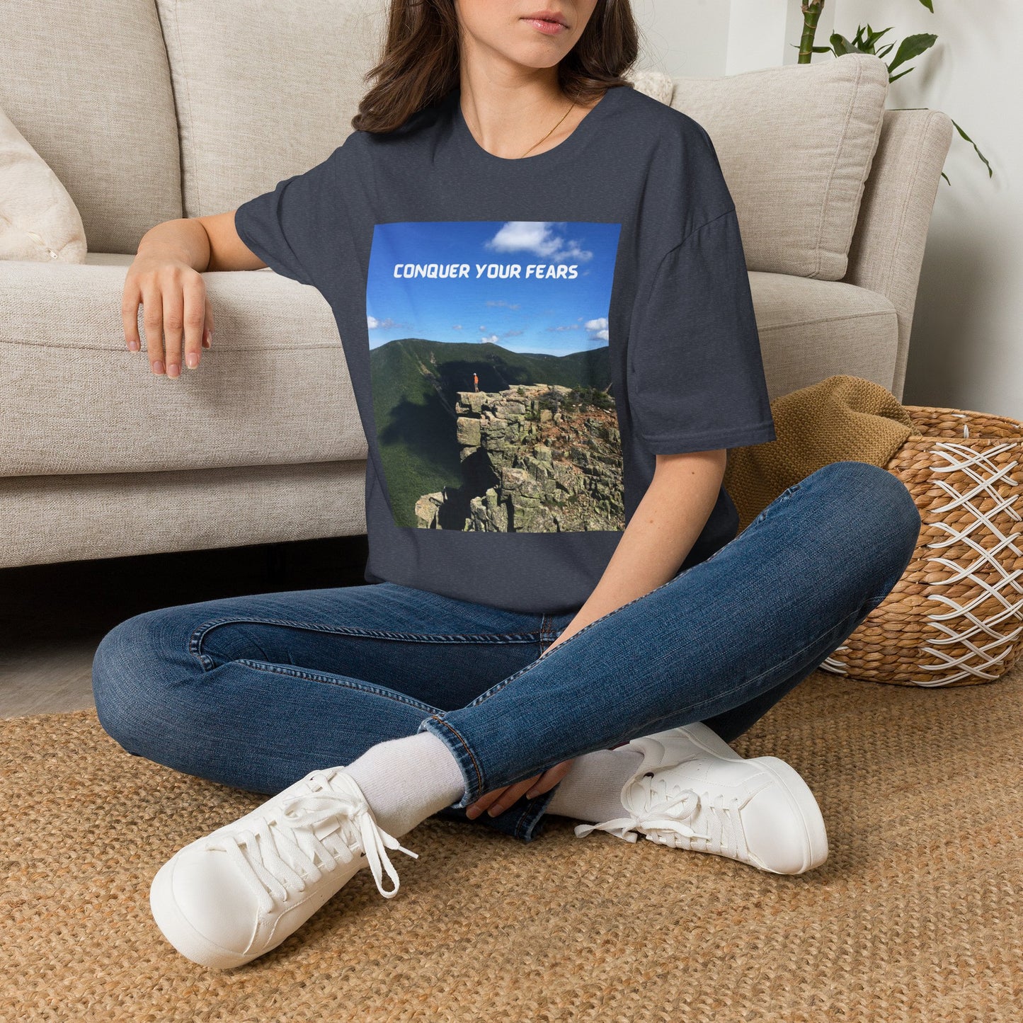 Adult Unisex T-Shirt — "Conquer Your Fears" Scenic Motivational Tee