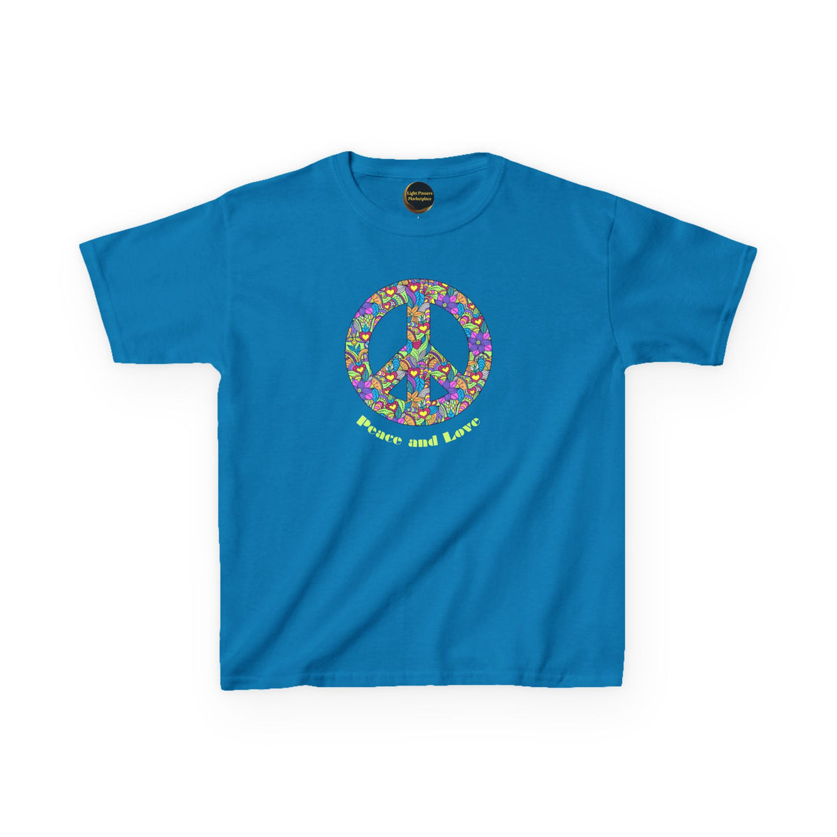 Kids/Youth Unisex Peace Sign T‑Shirt — Flowered 'Peace and Love' Graphic