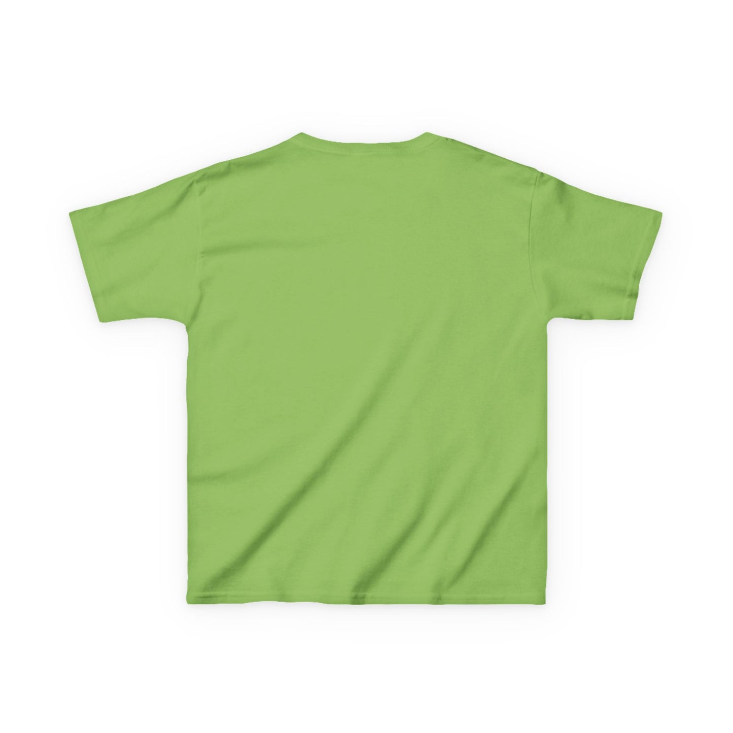 Youth 'Teams Hit the Light' T-shirt in lime, shown from the back. Ideal for daily wear, featuring durable construction with curl-resistant collar and seamless sides.