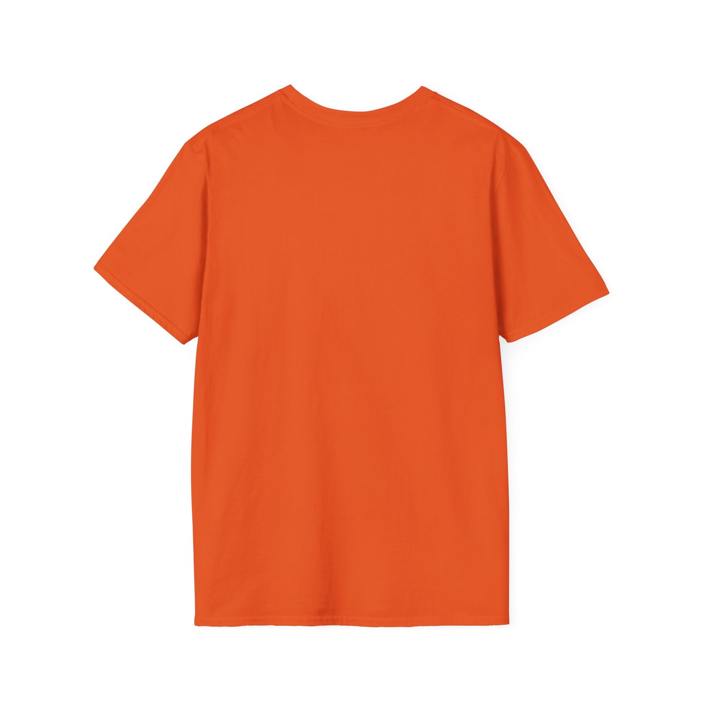 Soccer Dog Unisex T-Shirt, bright orange, short-sleeved, shown from the back, highlighting its soft, durable 100% cotton fabric and classic, versatile design.