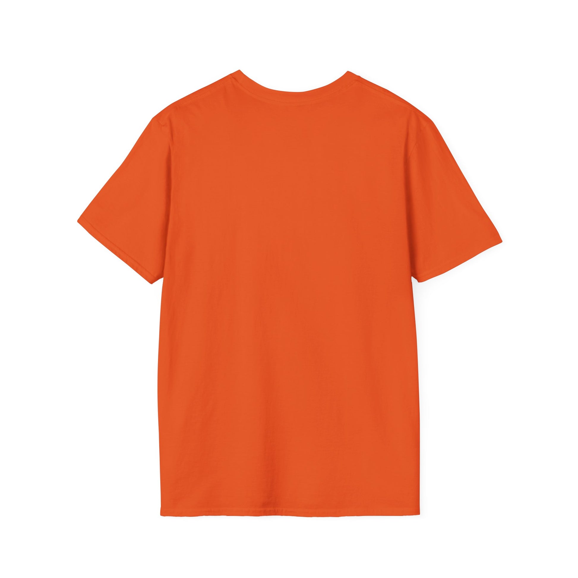 Soccer Dog Unisex T-Shirt, bright orange, short-sleeved, shown from the back, highlighting its soft, durable 100% cotton fabric and classic, versatile design.
