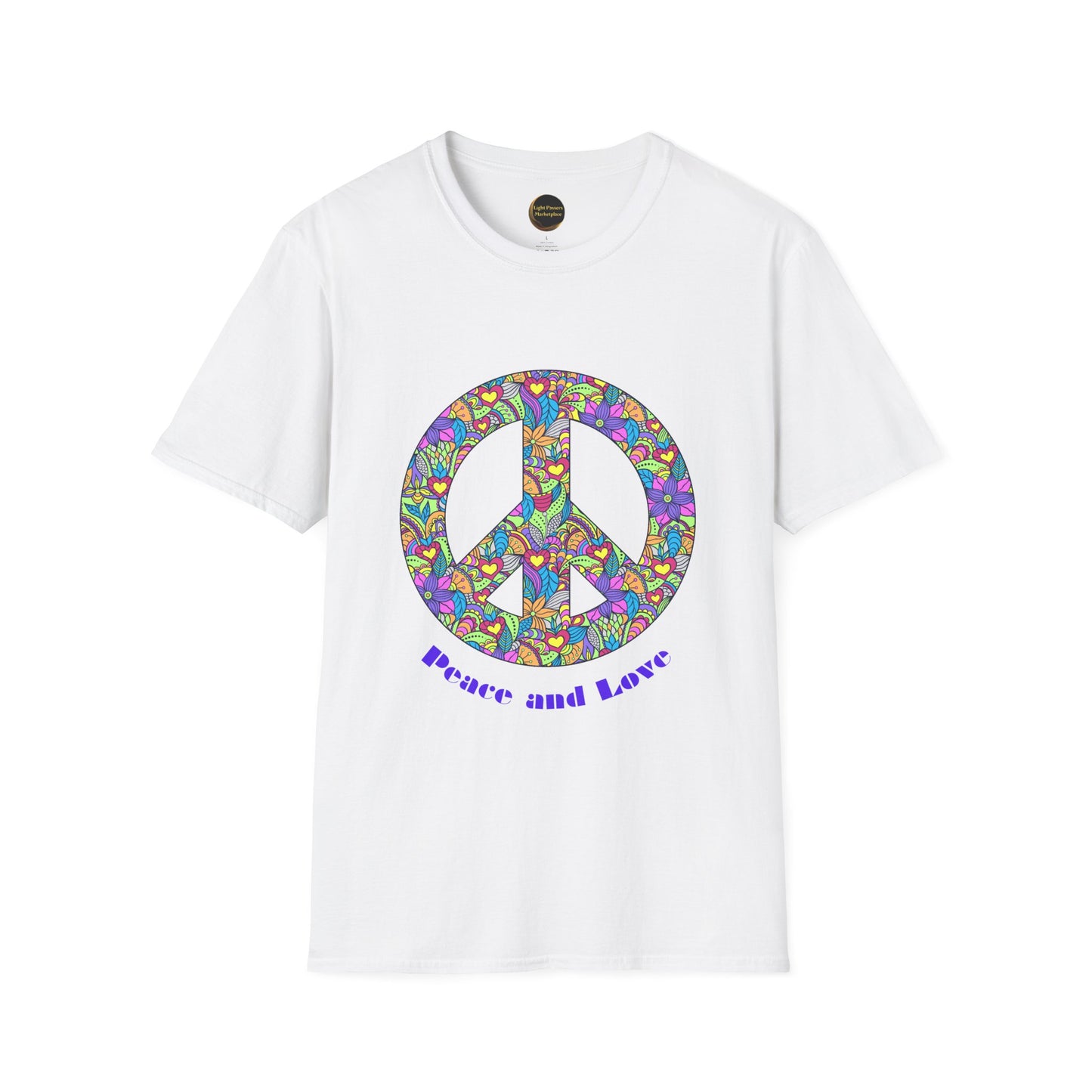 Peace Sign T-Shirt Adult Unisex— Colorful Floral 'Peace and Love' Graphic Tee