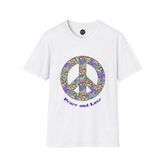 Peace Sign T-Shirt Adult Unisex— Colorful Floral 'Peace and Love' Graphic Tee