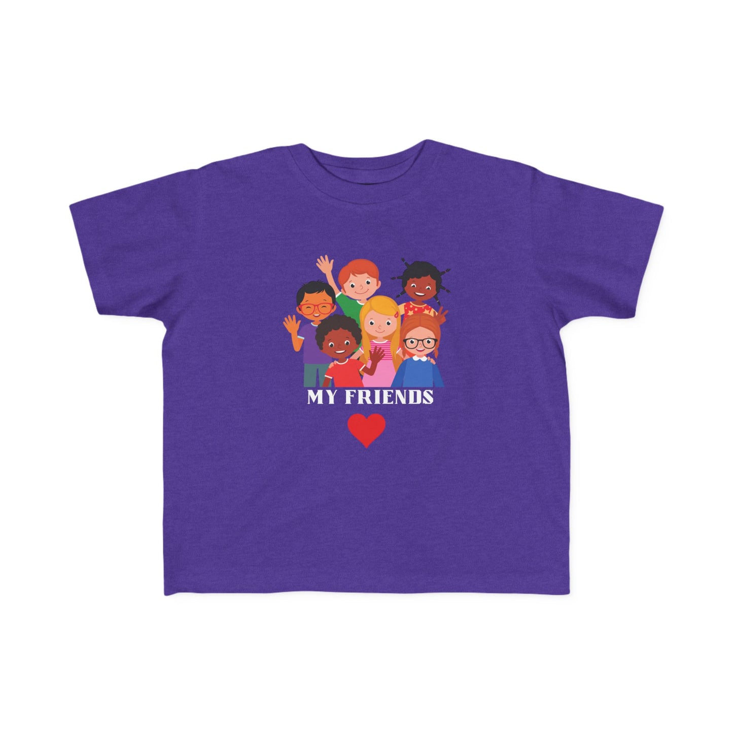 Love and Peace Toddler Tee — "My Friends" Diverse Kids Graphic with Heart