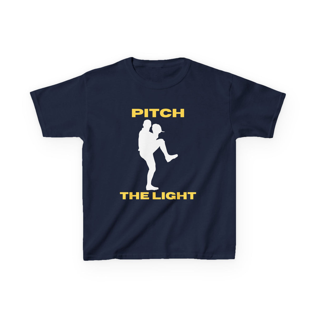 Kids/Youth 'Pitch the Light' Yellow text Baseball Tee