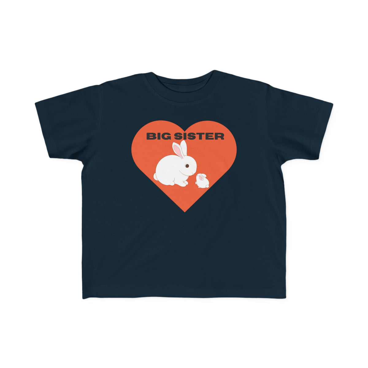 Big Sister Toddler Tee — Cute Bunny Heart Sibling Reveal Shirt