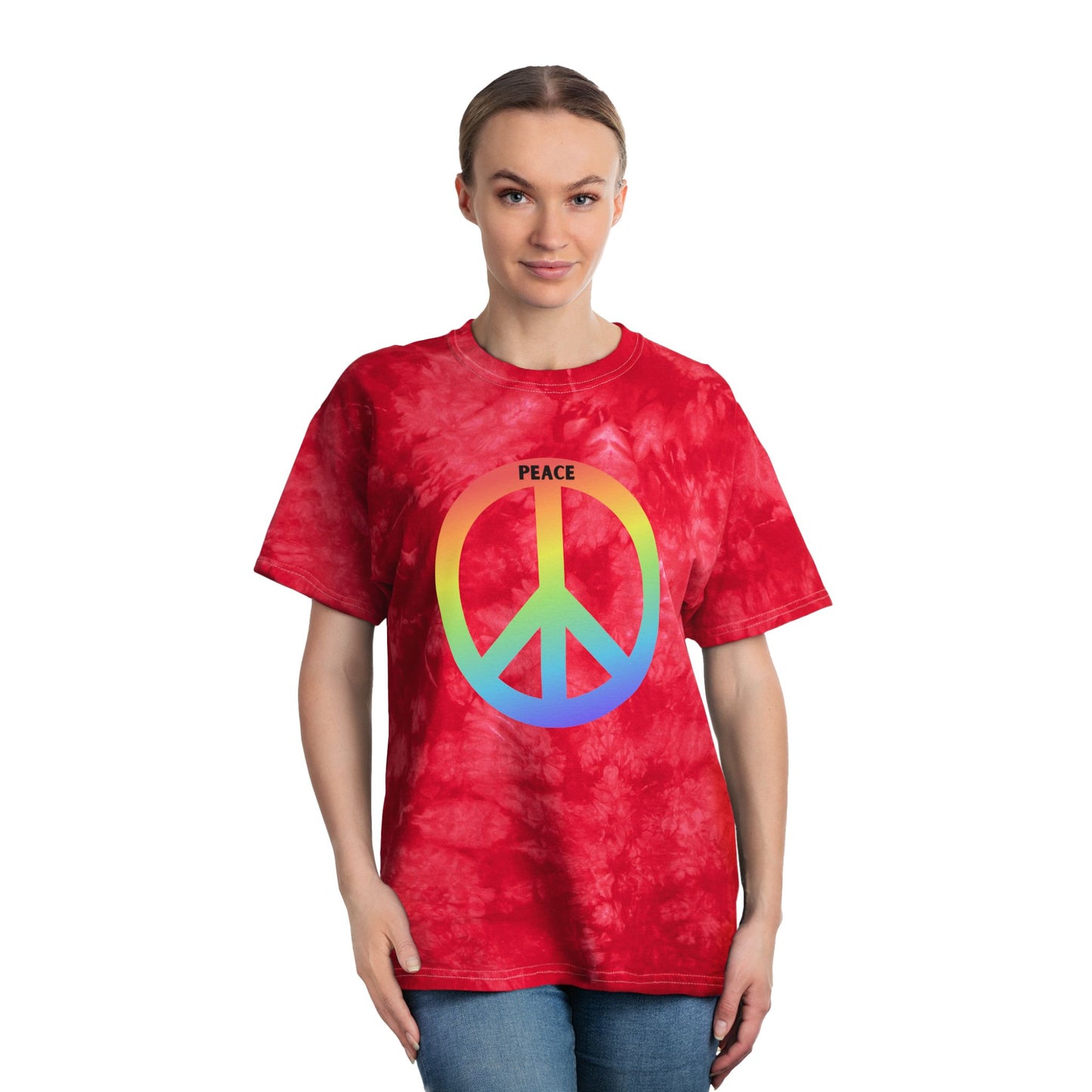 Tie-Dye Tee Crystal Peace Sign 60s 70s Inspired T-Shirt