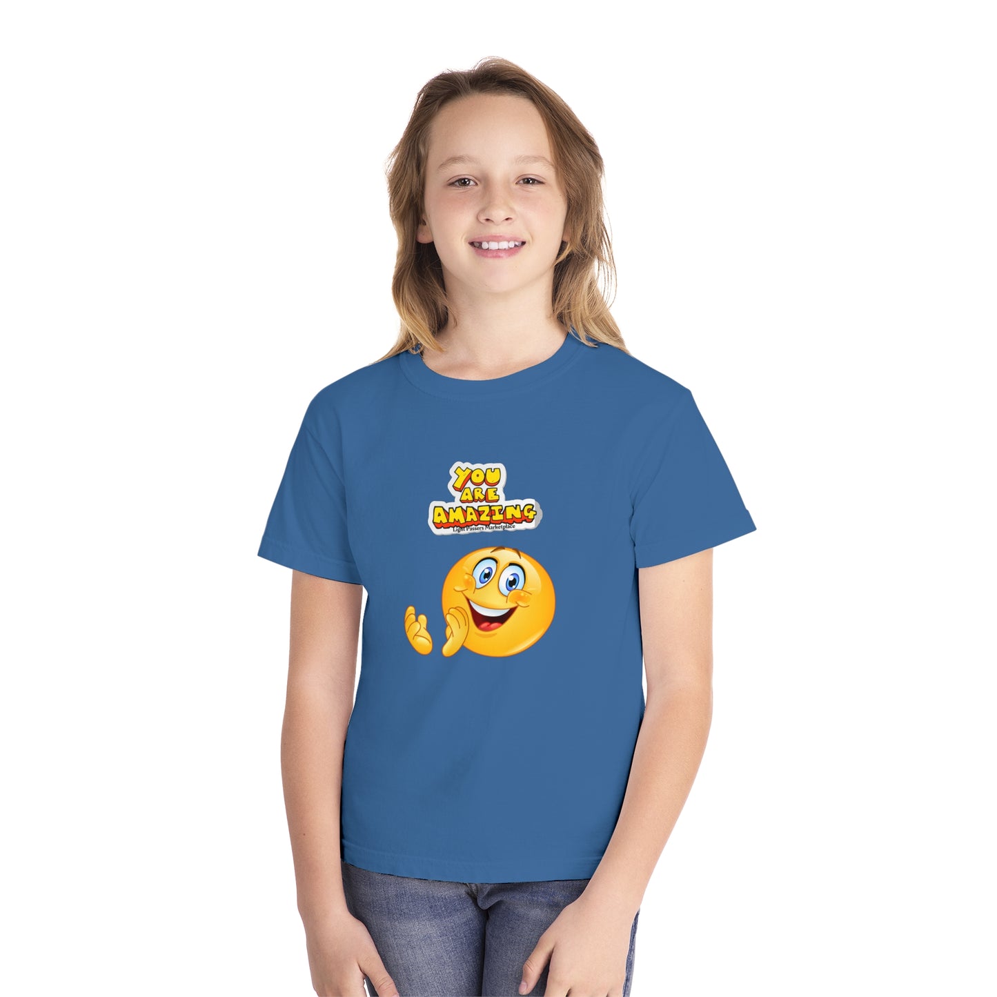 Light Passers Marketplace Empowering You are Amazing Youth Midweight T-shirt Simple Messages, Mental Health