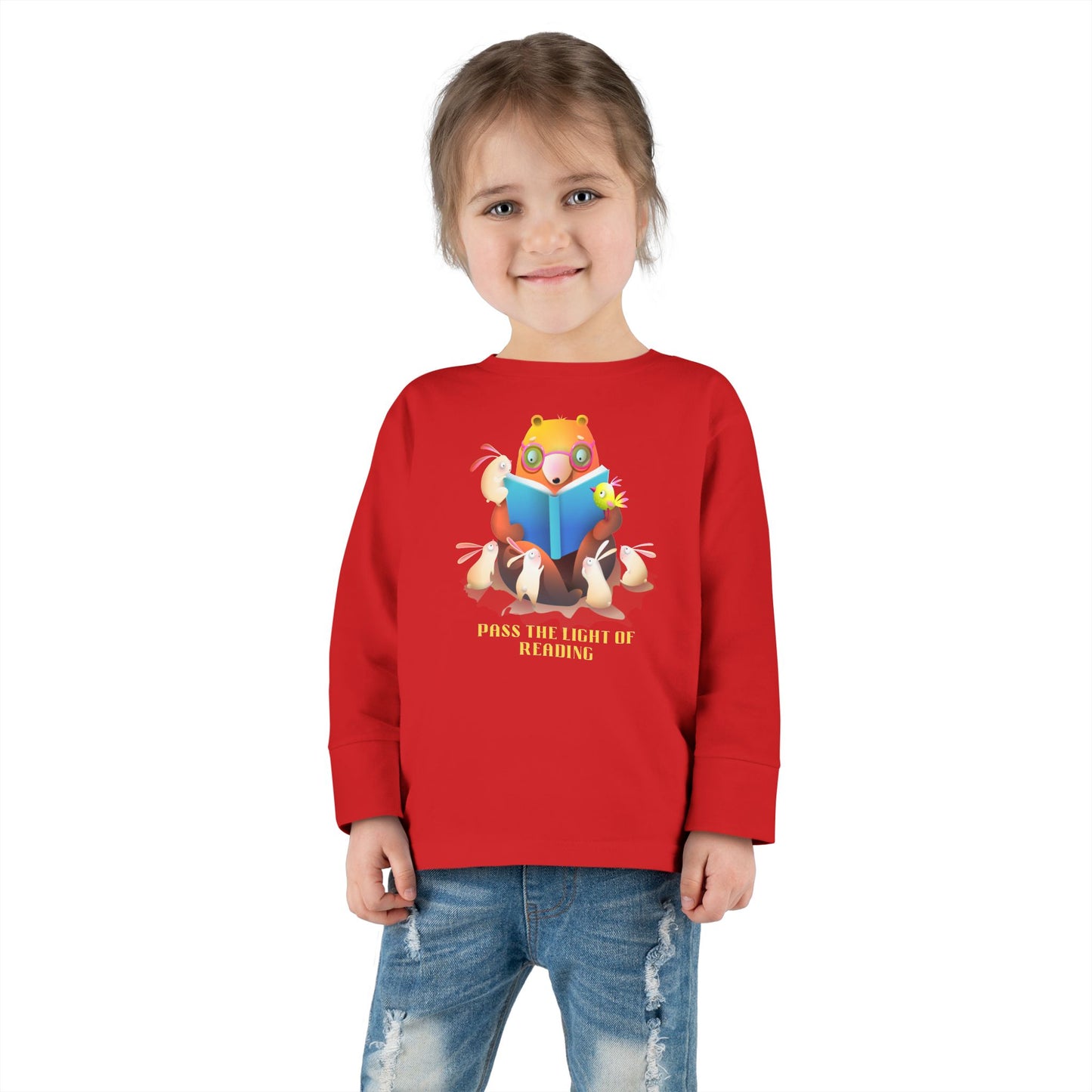Toddler Tee — Cute Fox Reading 'Books and Bears' Long Sleeve Shirt for Kids