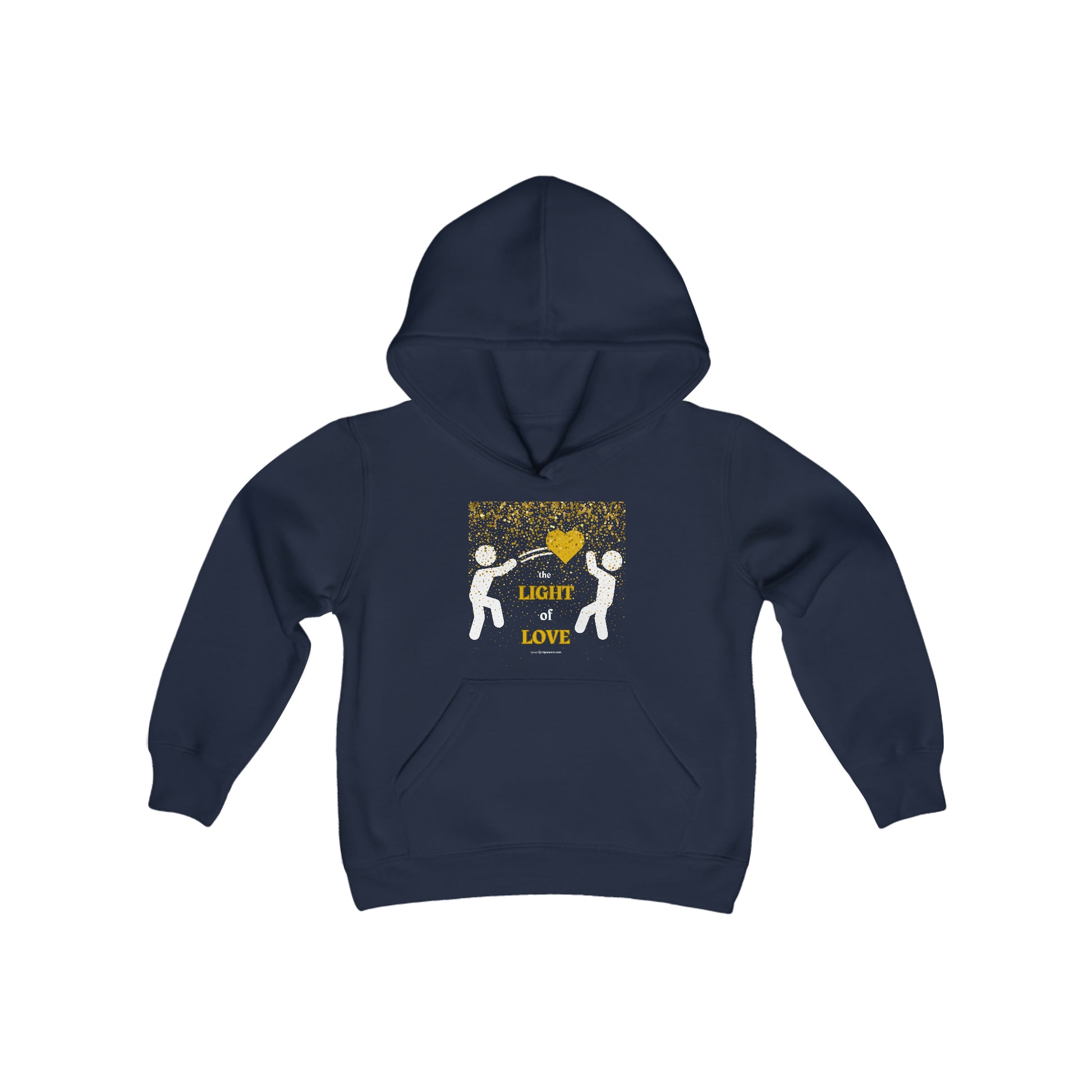 Youth blend hooded sweatshirt with a kangaroo pocket, 50% cotton 50% polyester, ultra-soft fleece, twill taping, ideal for printing.