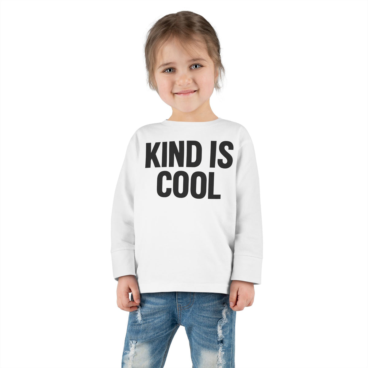 Kind Is Cool Toddler Long Sleeve Tee — Positive Kids Graphic Shirt