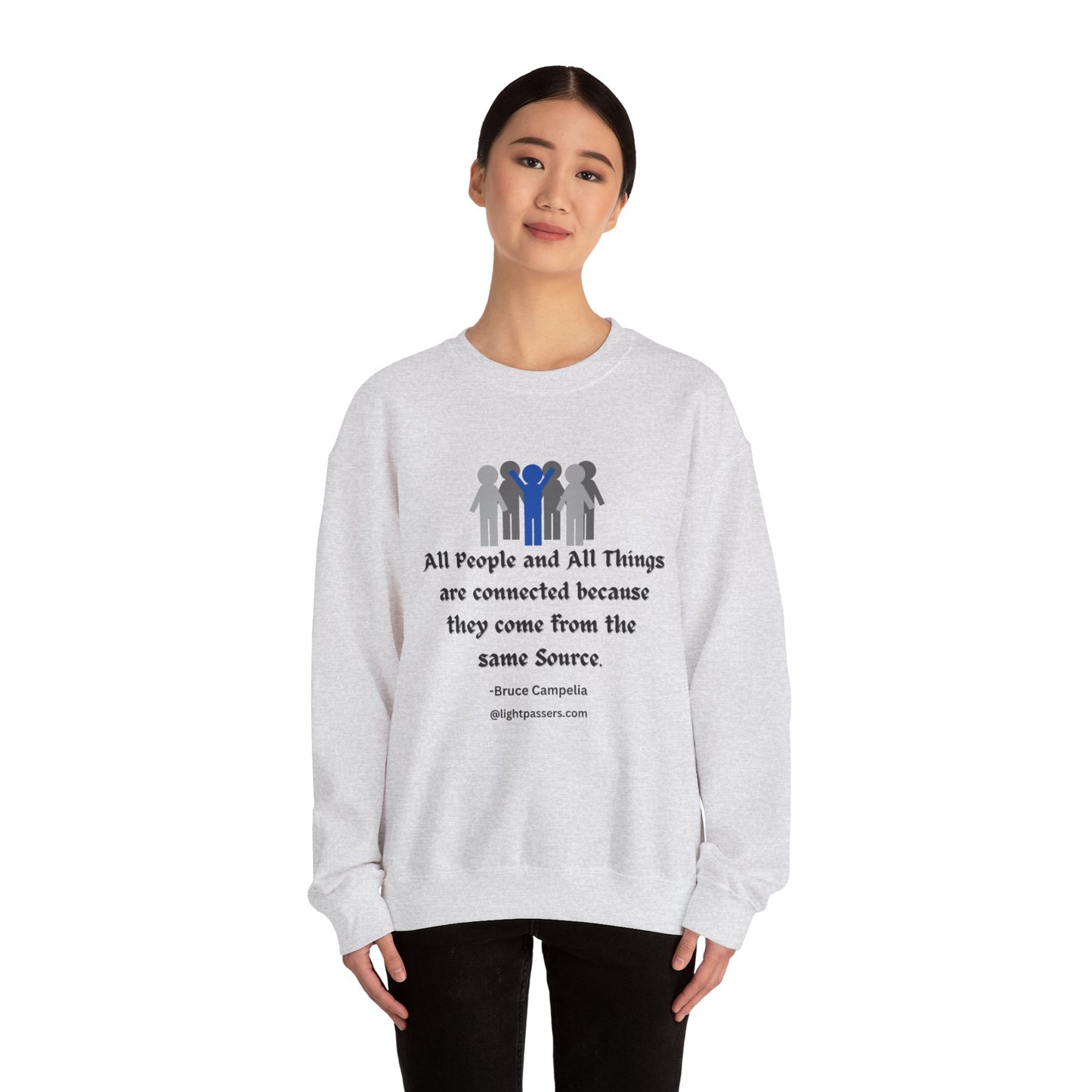 A unisex heavy blend crewneck sweatshirt featuring a quote design, ribbed knit collar, and durable double-needle stitching. Made from 50% cotton and 50% polyester for cozy comfort in colder months. Ethically sourced and OEKO-TEX-certified.